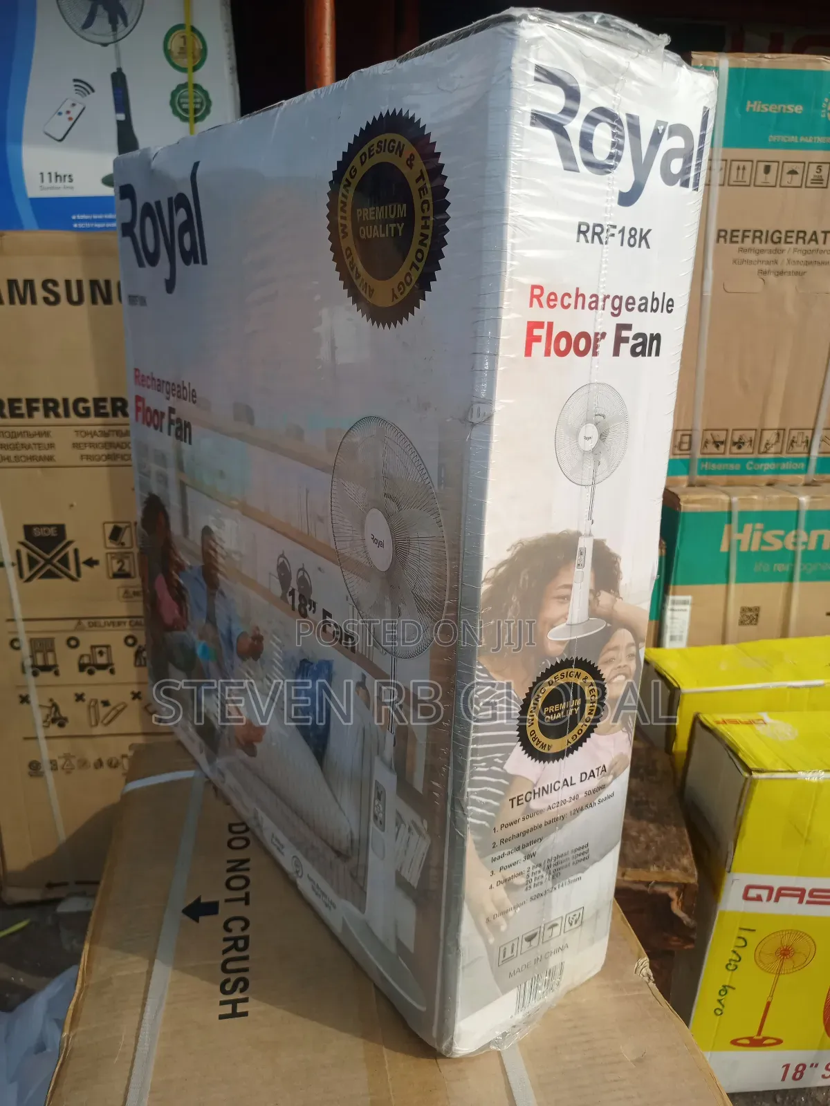 Royal 18-Inch Rechargeable Standing Fan With Remote | Rrf18k