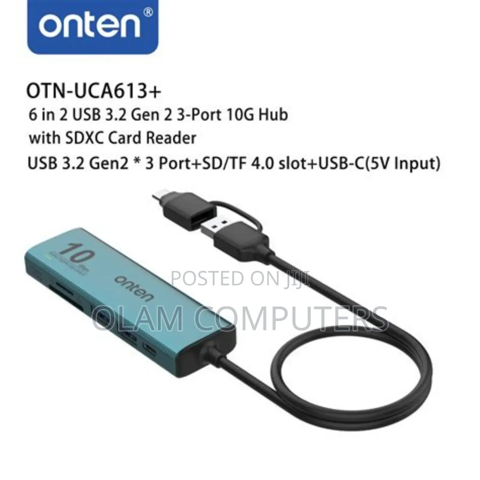 Onten Usb 3.2 Gen 2 3-Port 10g Hub Sd 4.0 Tf 4.0 Card Reader