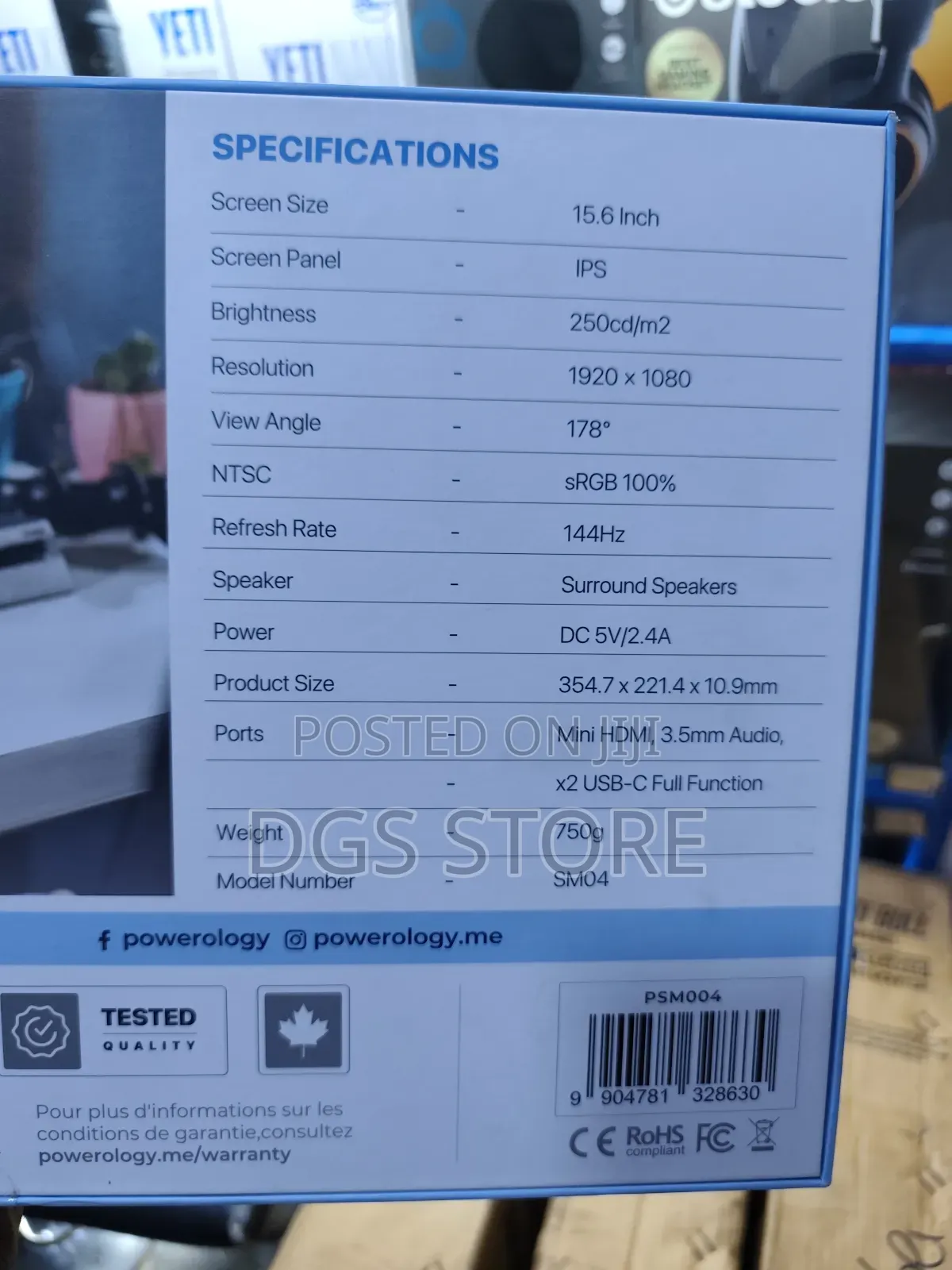 Powerology 144hz Ultra Slim Portable Monitor 15.6"
