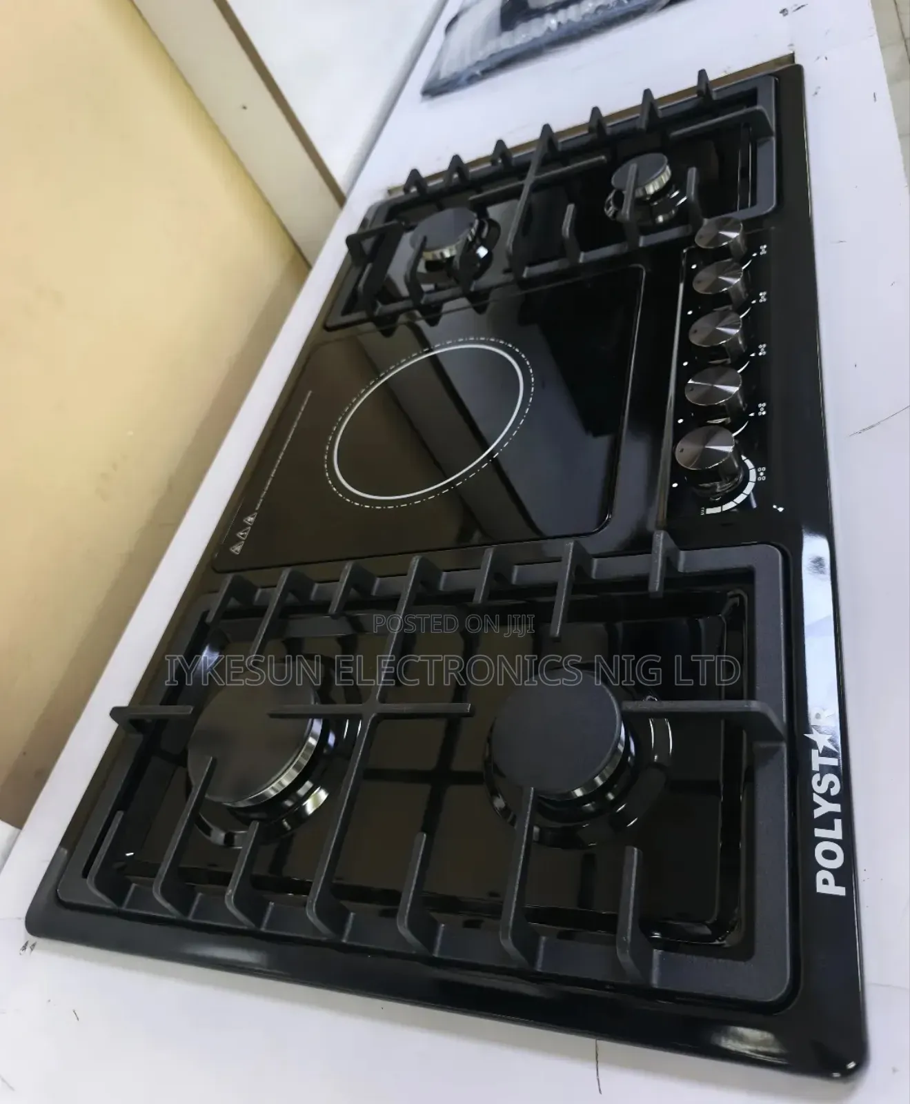Original Quality Polystar Built-in 4+1 Black Stainless Steel Gas Ele