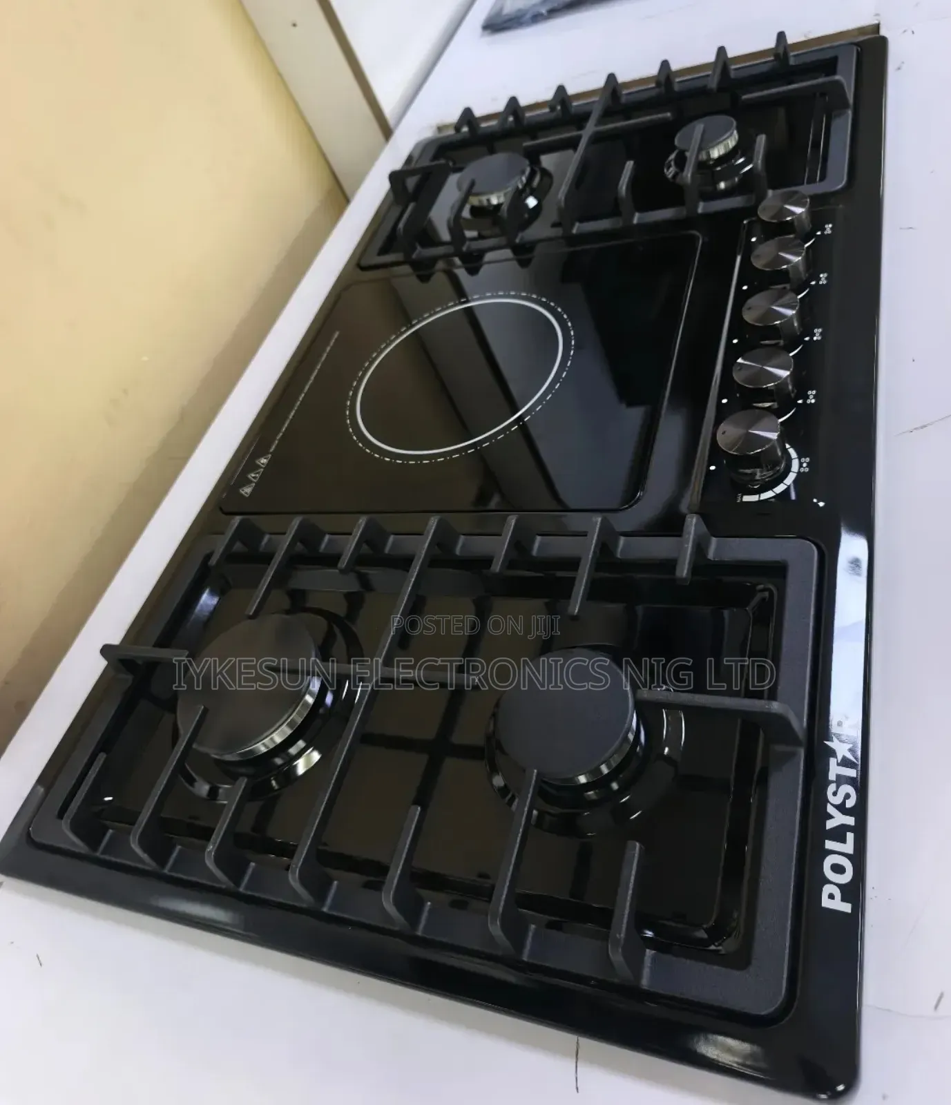 Original Quality Polystar Built-in 4+1 Black Stainless Steel Gas Ele
