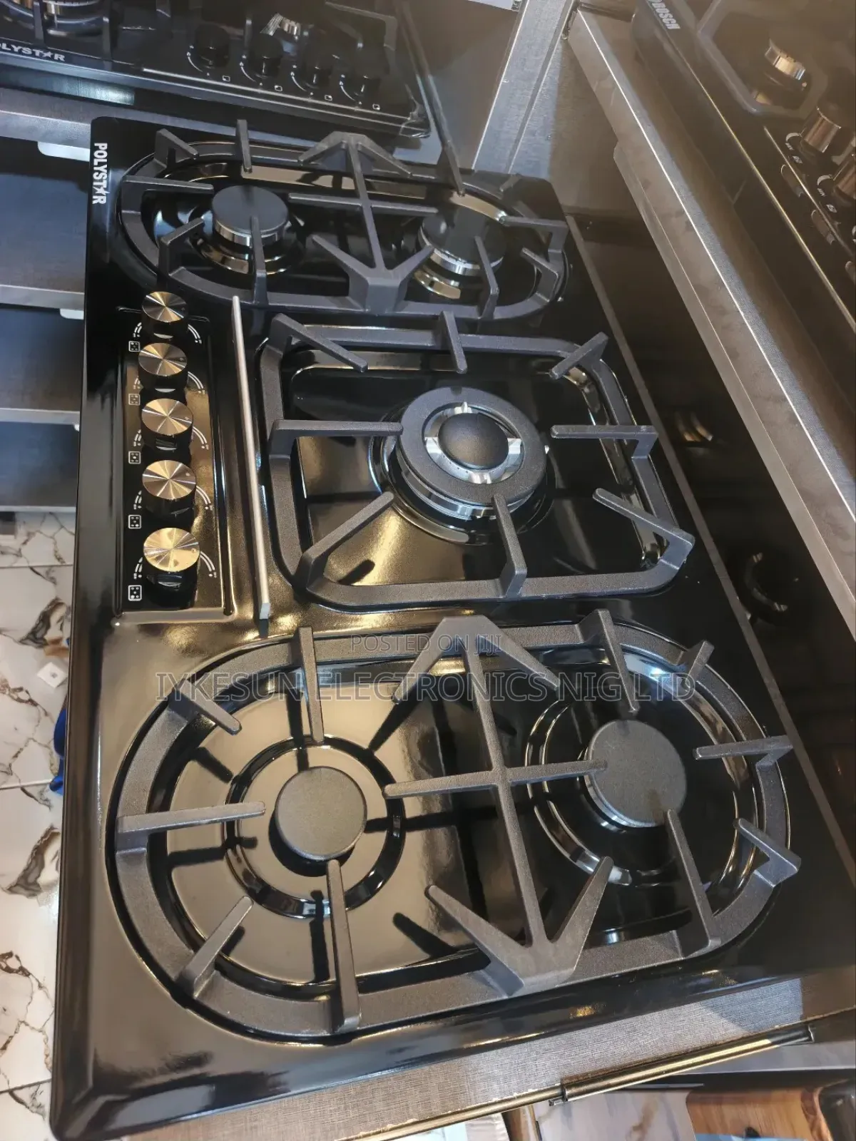Original Quality Polystar Built-in Luxury 5 Burners Black Stainless