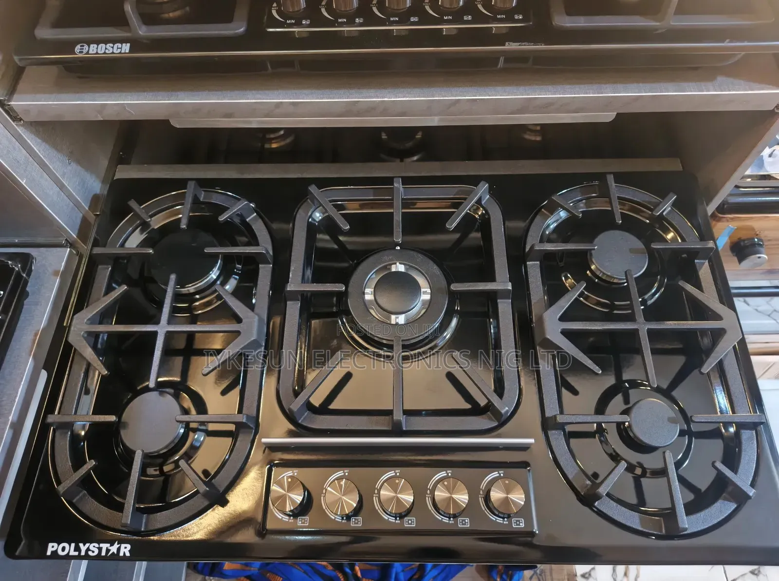Original Quality Polystar Built-in Luxury 5 Burners Black Stainless