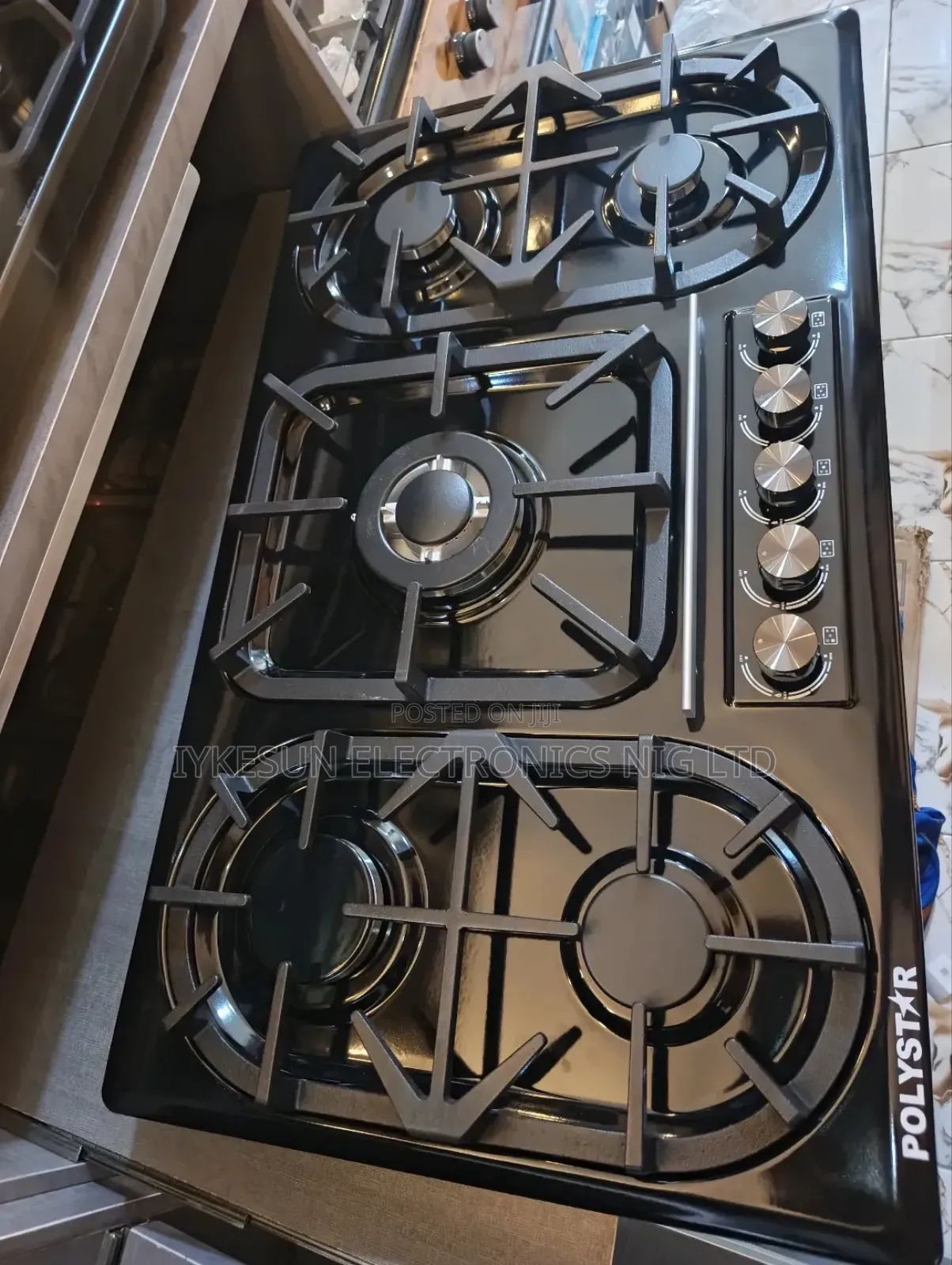 Original Quality Polystar Built-in Luxury 5 Burners Black Stainless