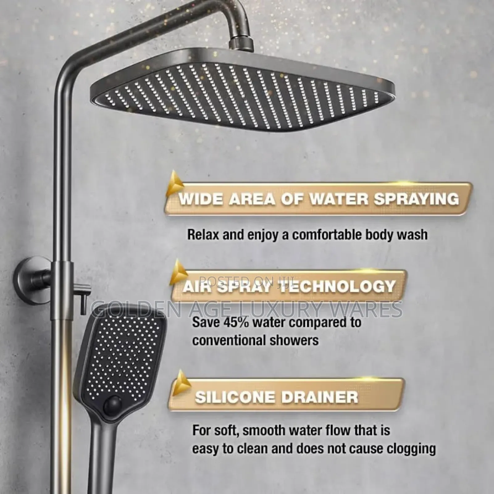 Premium Quality Thermostatic Shower Grey
