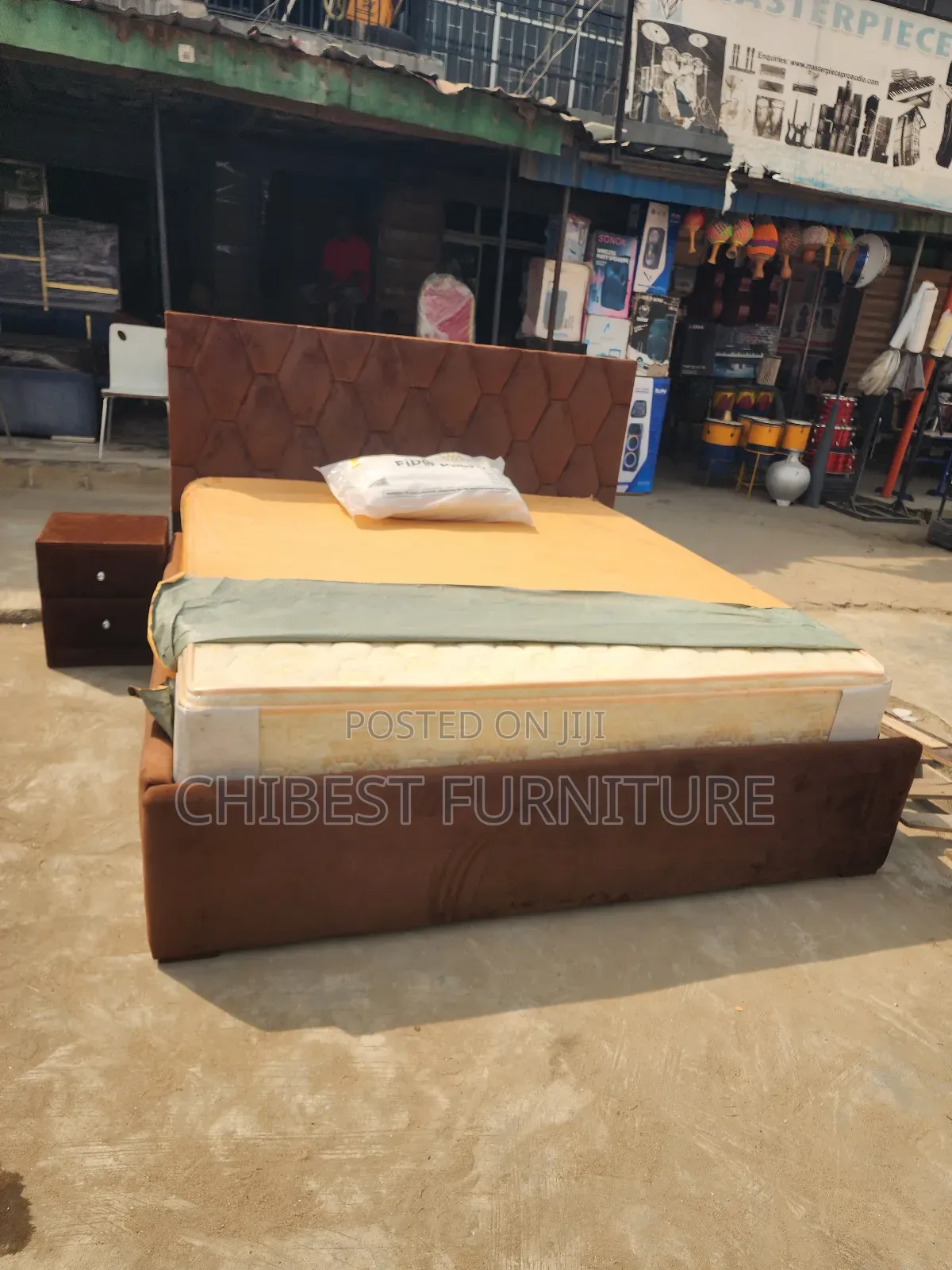 4ft Six By Six Padded Bed Frame With Cupboard