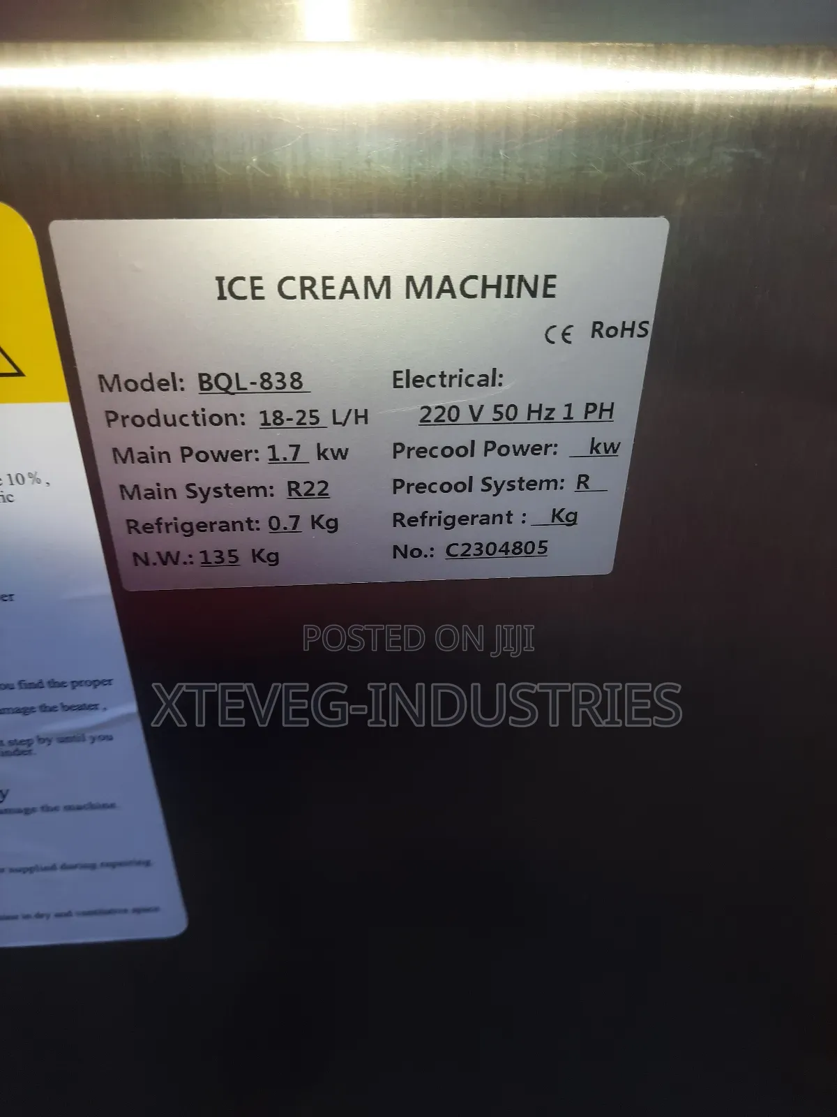 Commercial Ice-Cream Machine (Standing)