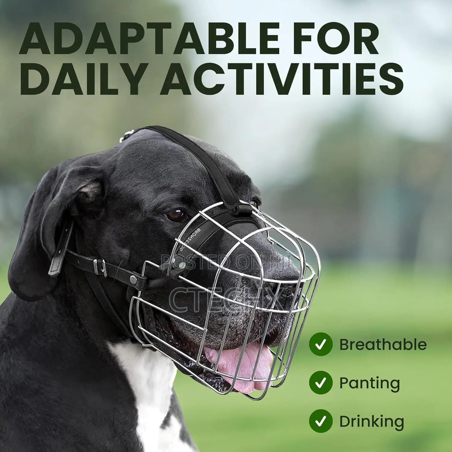Dog Muzzle Adjustable Durable Metal Wire Basket for Large Dogs