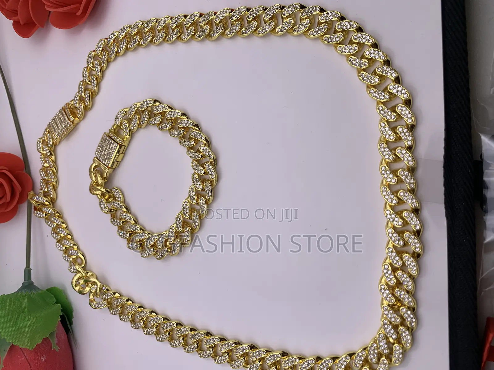 Cuban Ice Necklace and Bracelet Set