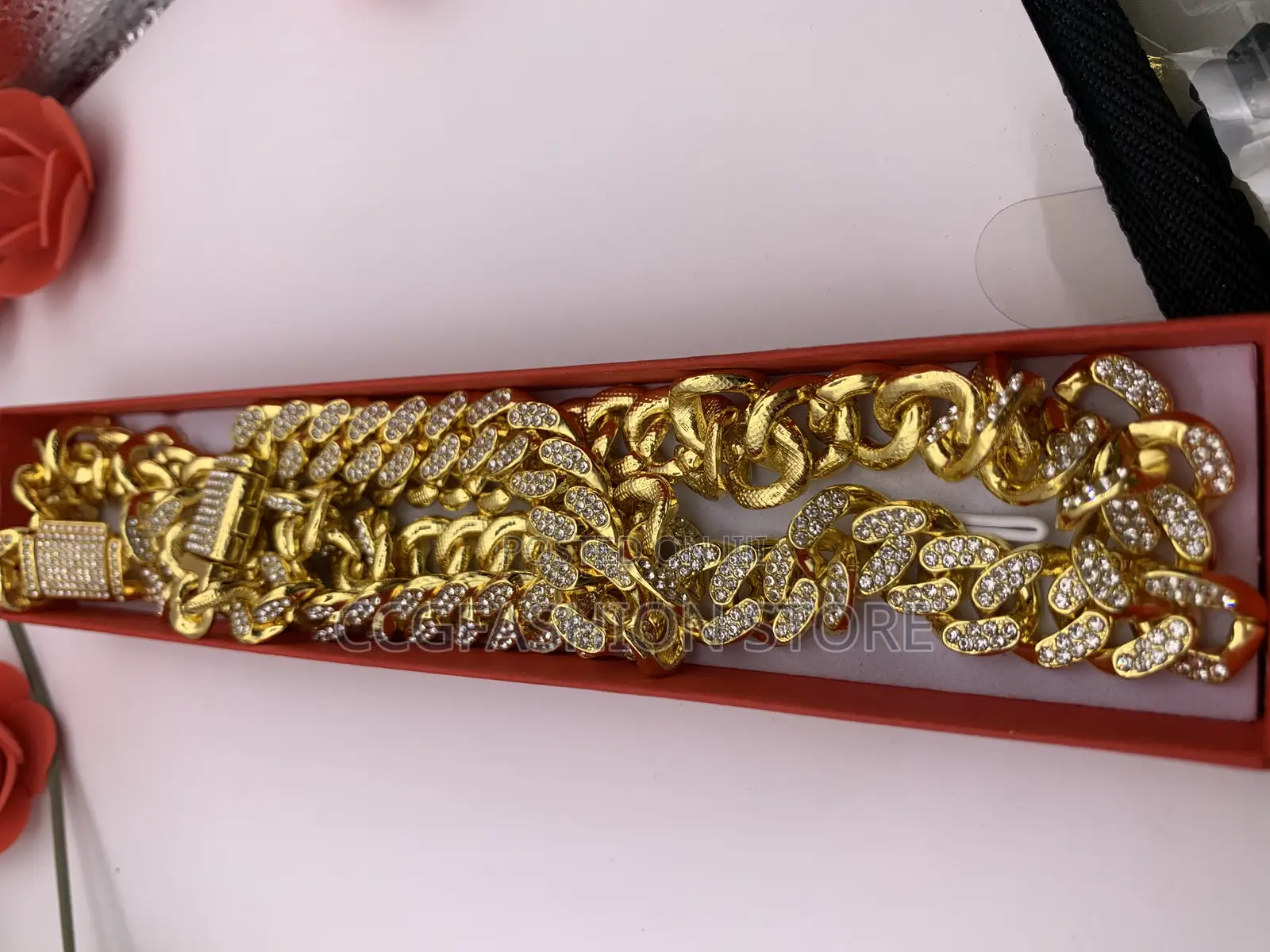 Cuban Ice Necklace and Bracelet Set