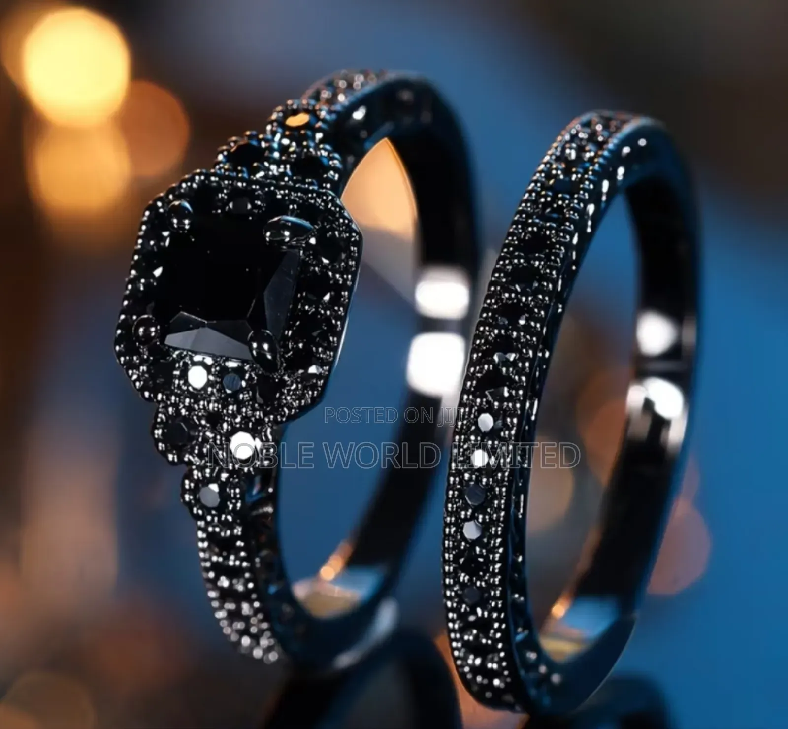 Elegant Black Bride's Wedding Rings