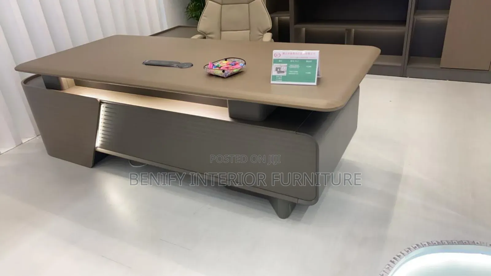 2.4 Meter Modern Executive Office Table With a Side Extension and Led