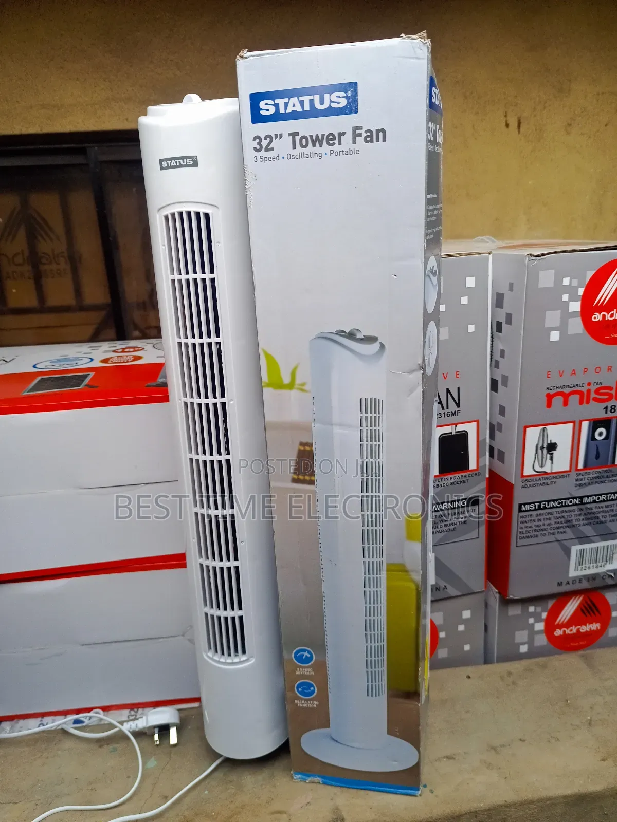 32" Status Electrical Tower Floor Fan