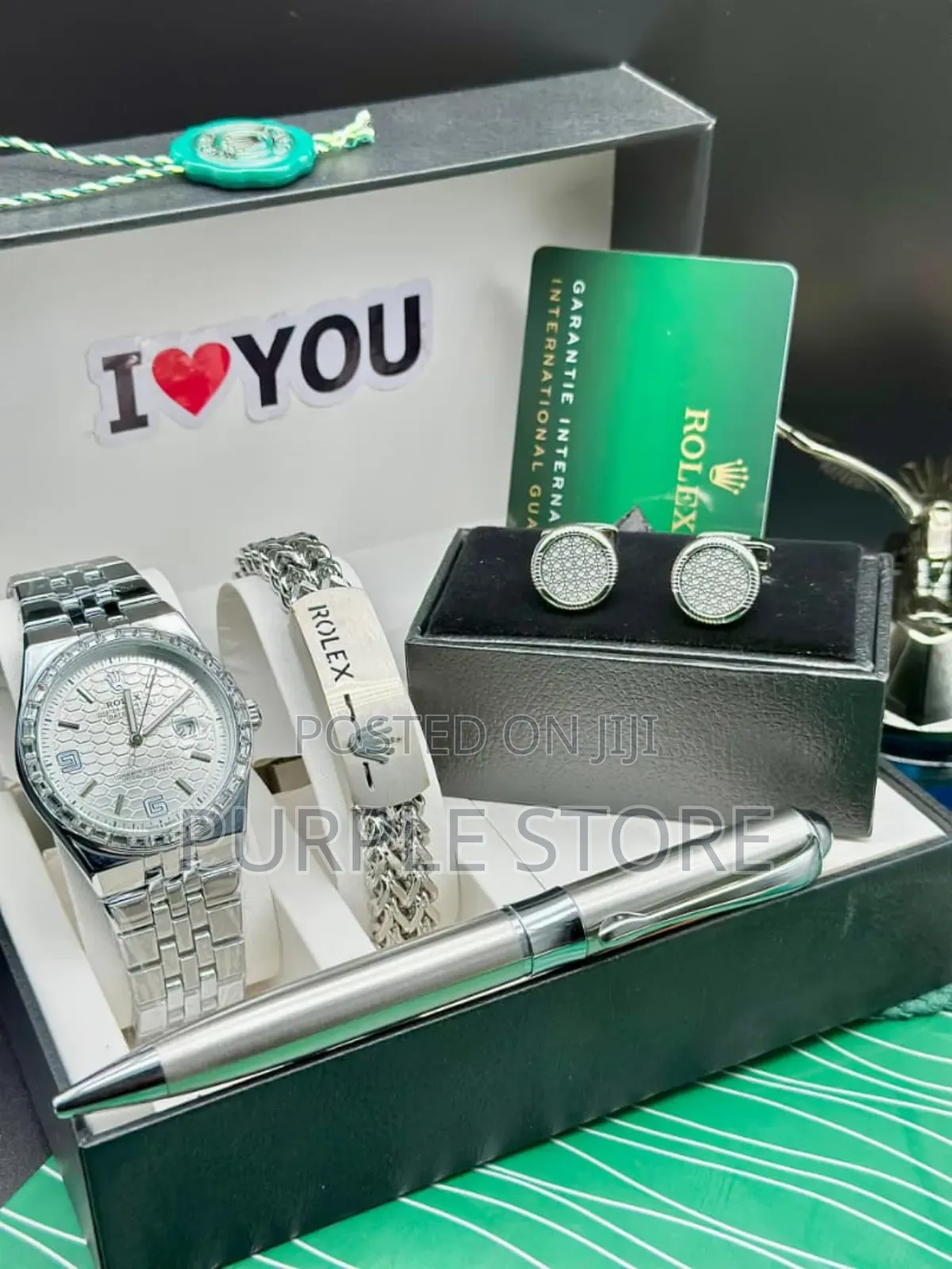 Rolex Men's Watch, Bracelet, Cufflinks And. Pen Set" Silver Set 