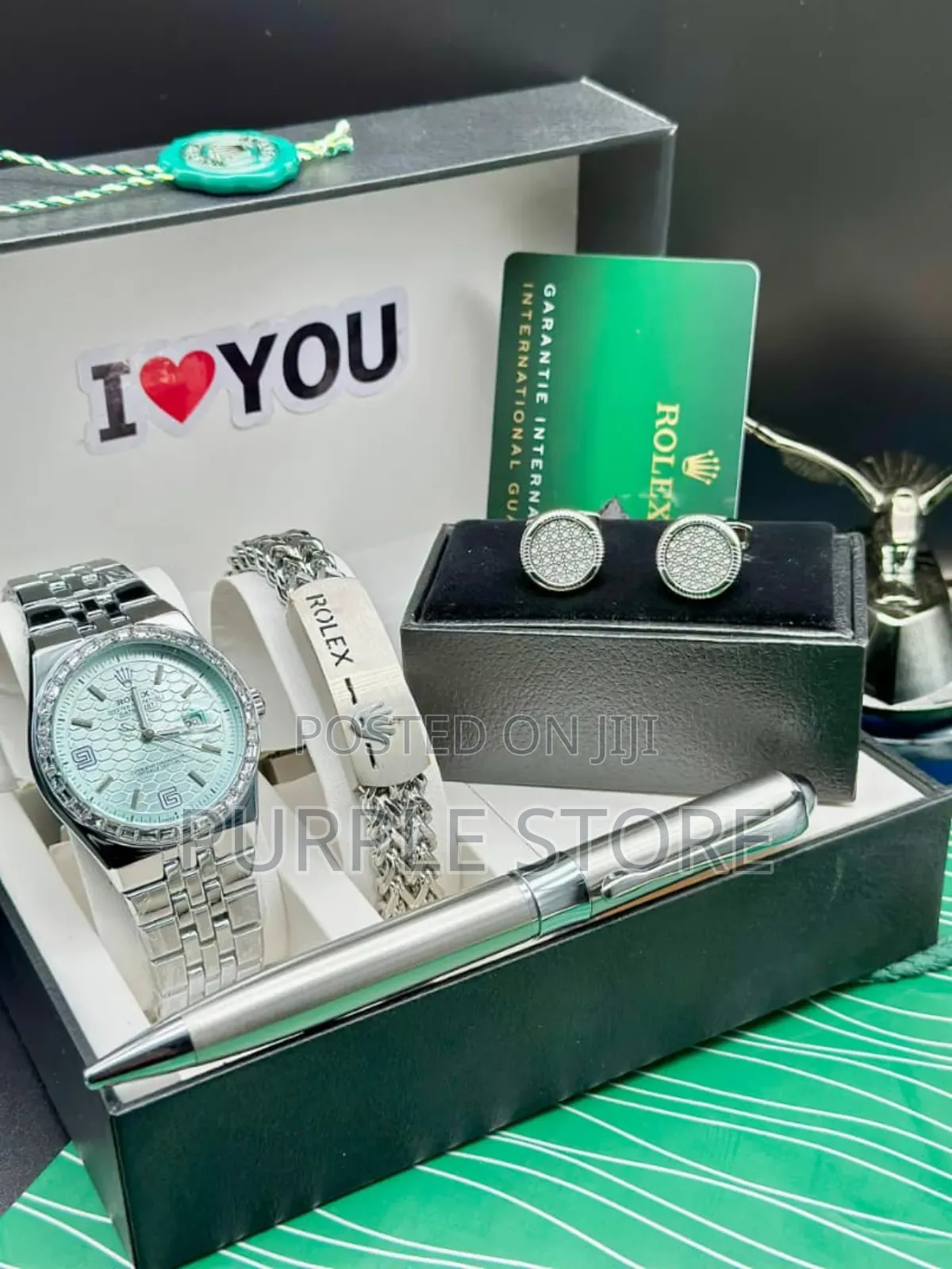 Rolex Men's Watch, Bracelet, Cufflinks And. Pen Set" Silver Set 