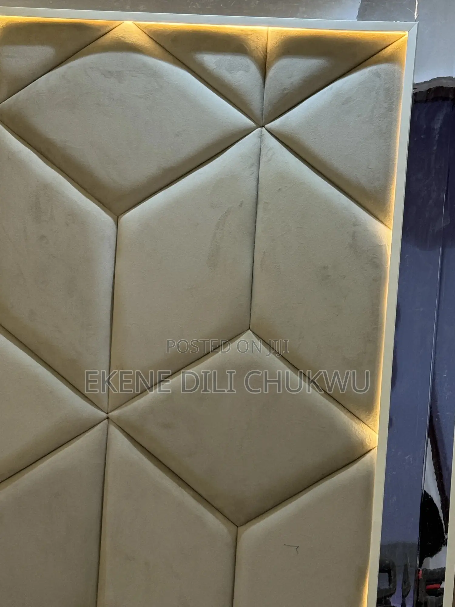 Contemporary Luxury Bed Frame With Geometric Headboard