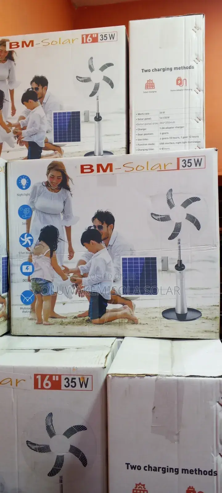 Bm Solar 16 Inches Rechargeable Solar Fan