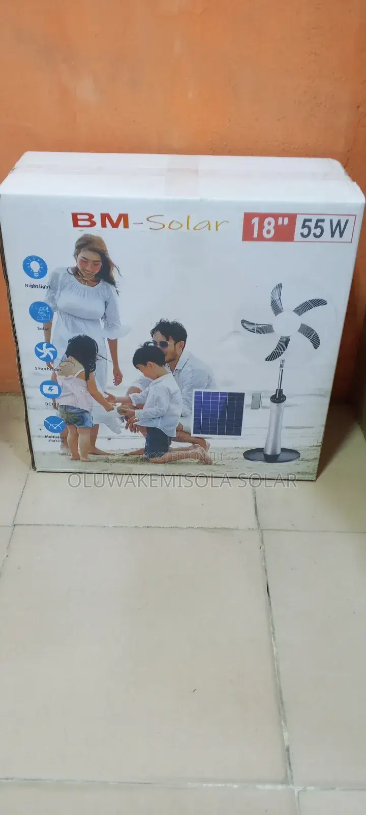 Bm Solar 16 Inches Rechargeable Solar Fan