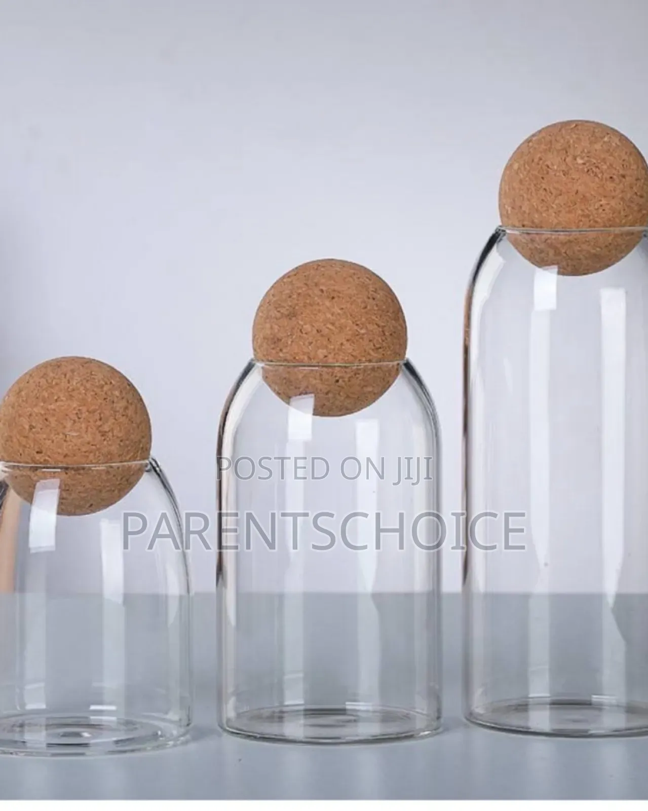 3 Pcs Clear Glass Jars With Airtight Seal Ball Cork Food Storage