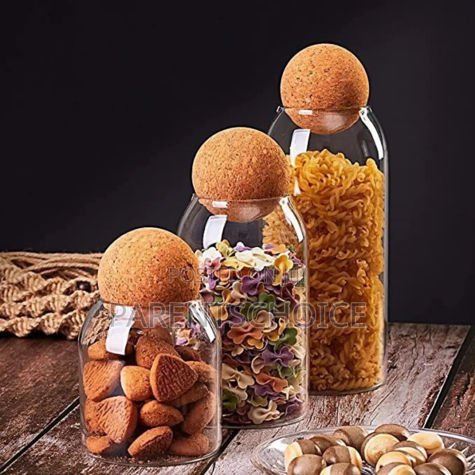 3 Pcs Clear Glass Jars With Airtight Seal Ball Cork Food Storage
