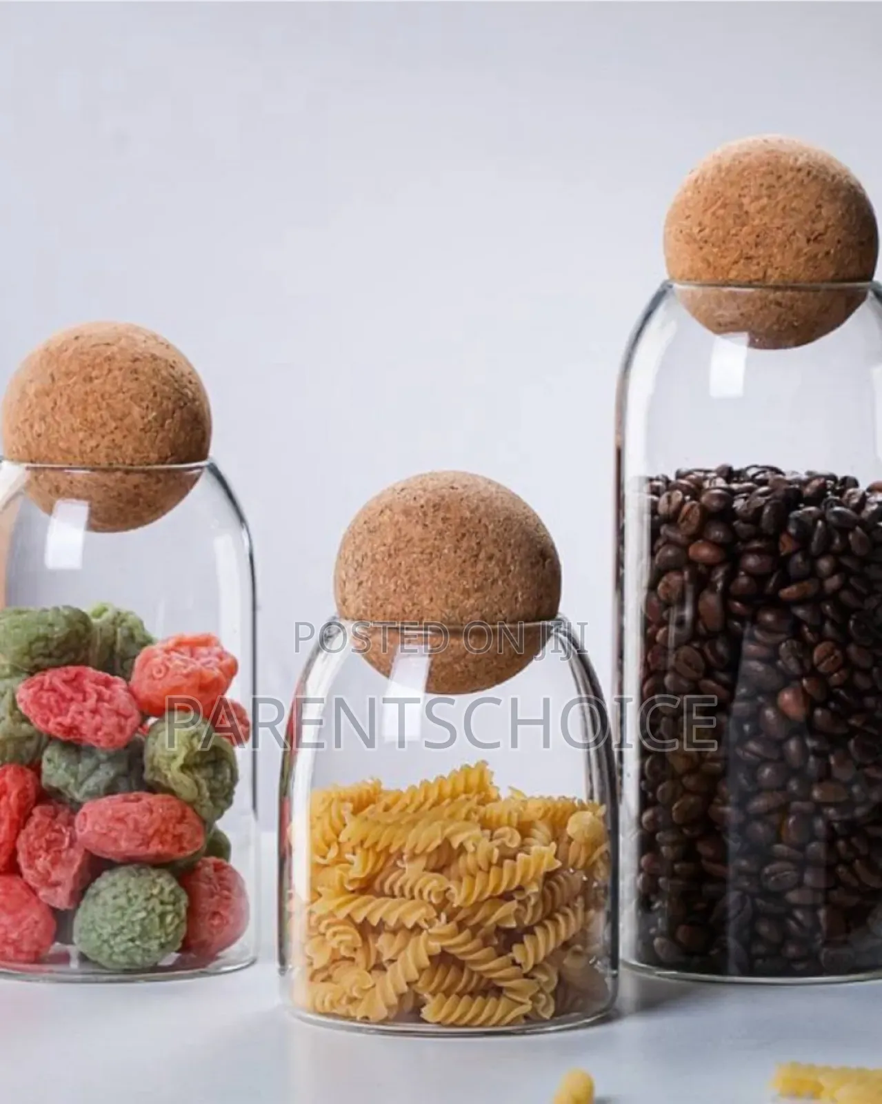3 Pcs Clear Glass Jars With Airtight Seal Ball Cork Food Storage
