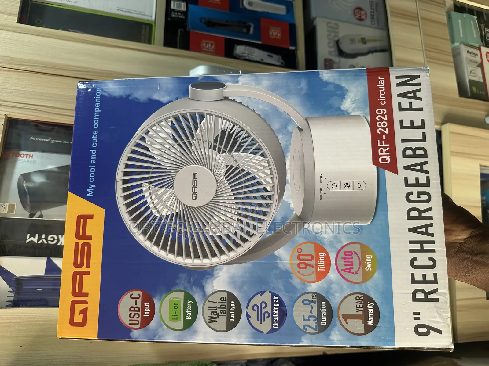 Qasa 9” Recheable Table Fan