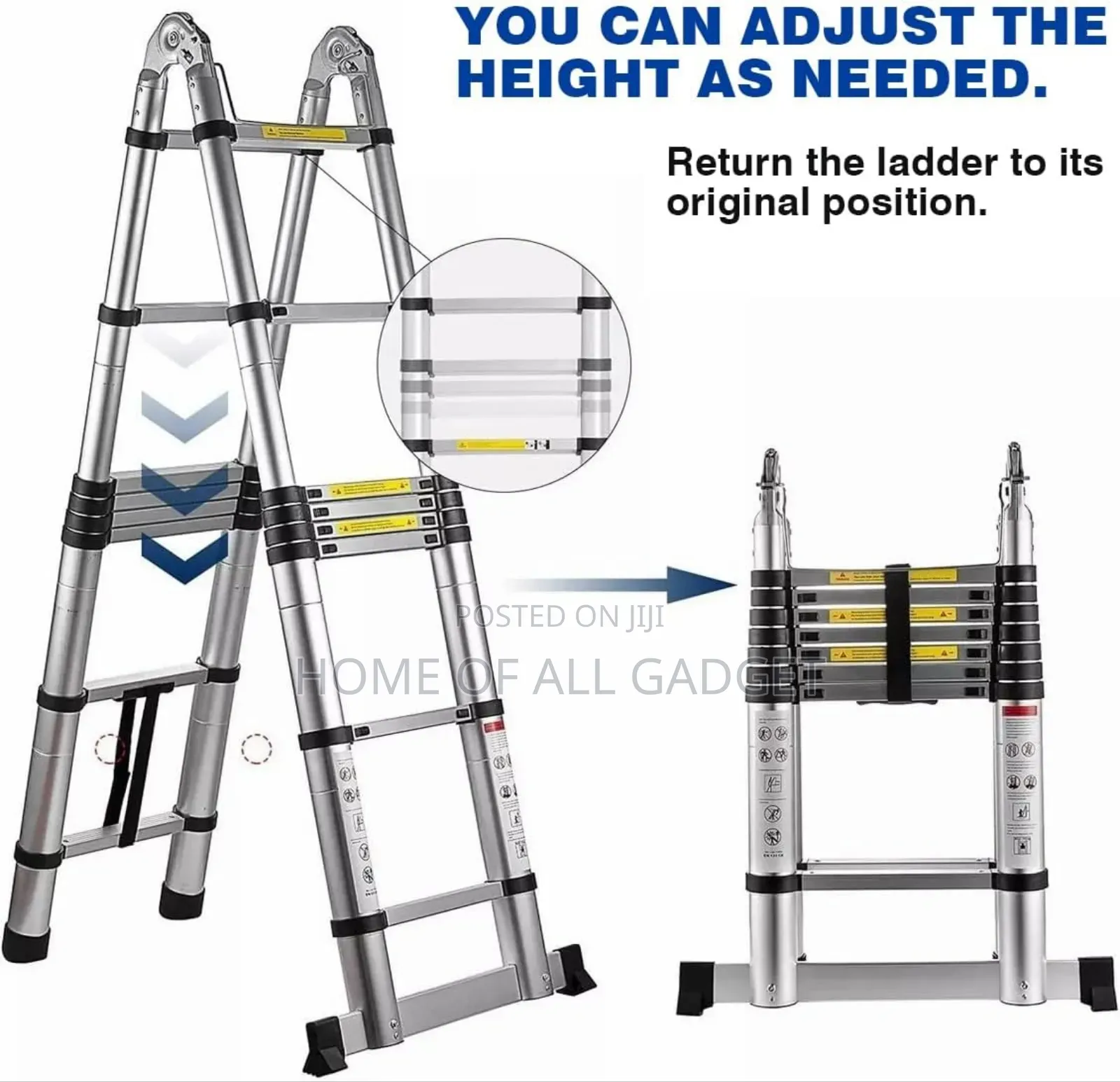 Ladders Telescoping Ladder 12.5 Ft Dual Purpose Aluminum