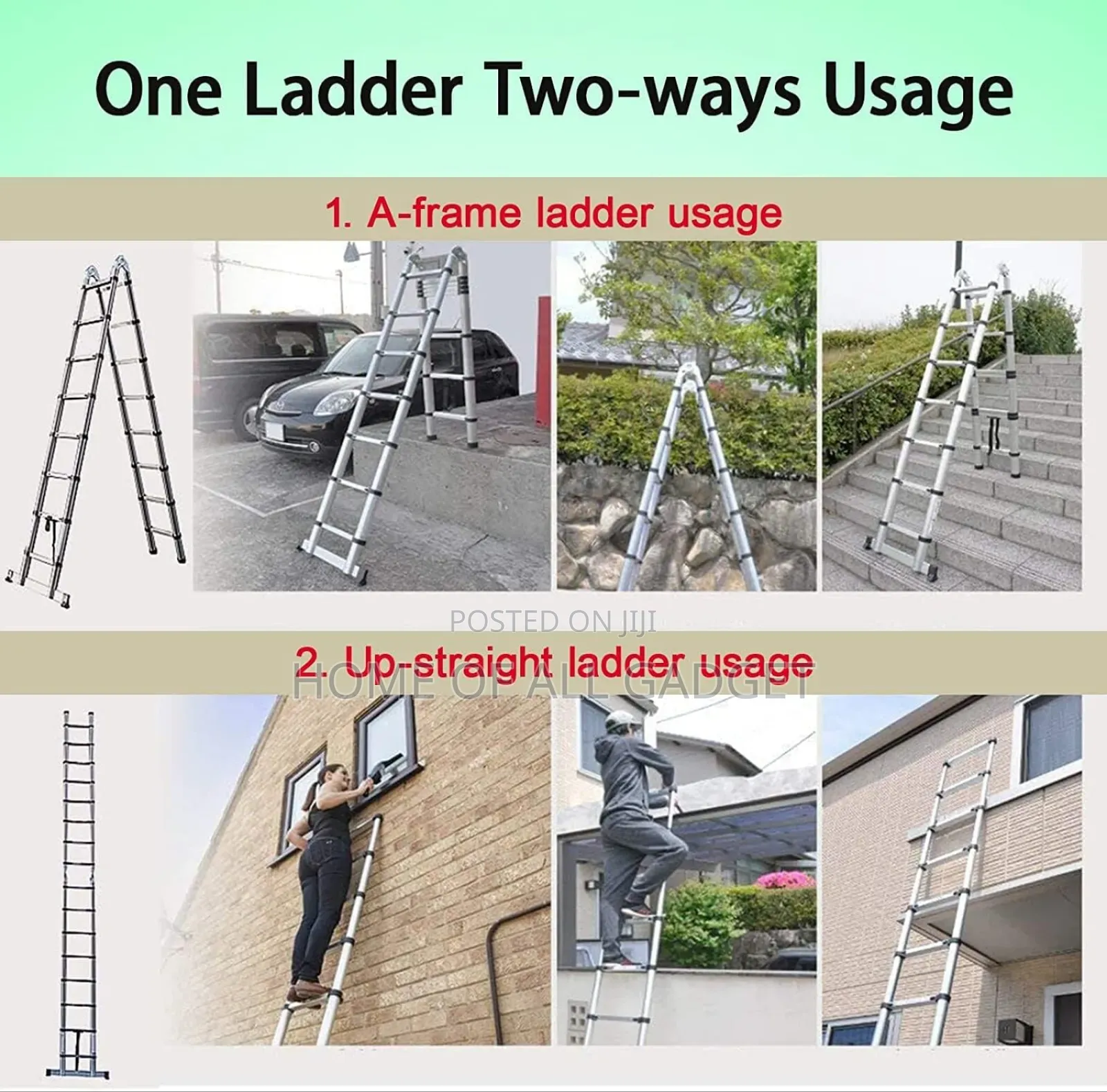 Ladders Telescoping Ladder 12.5 Ft Dual Purpose Aluminum