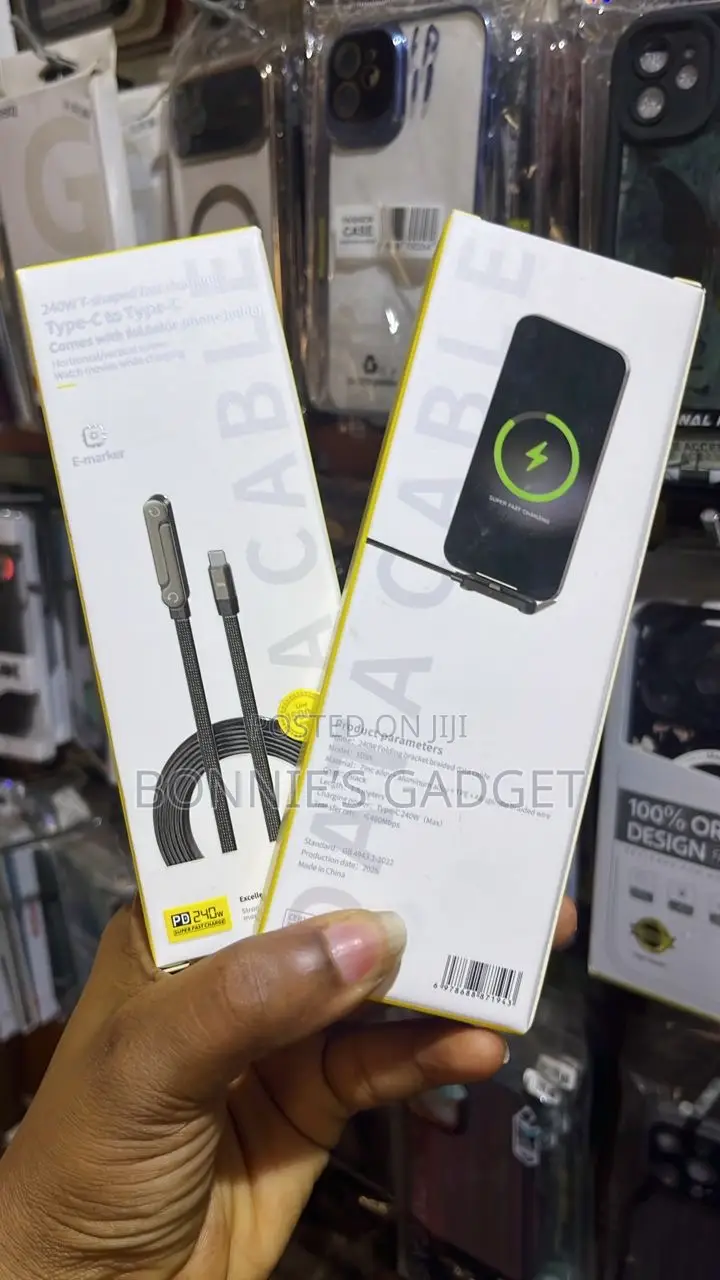 240w Type-C to Type-C Charging Cable With an Foldable Phone Holder.