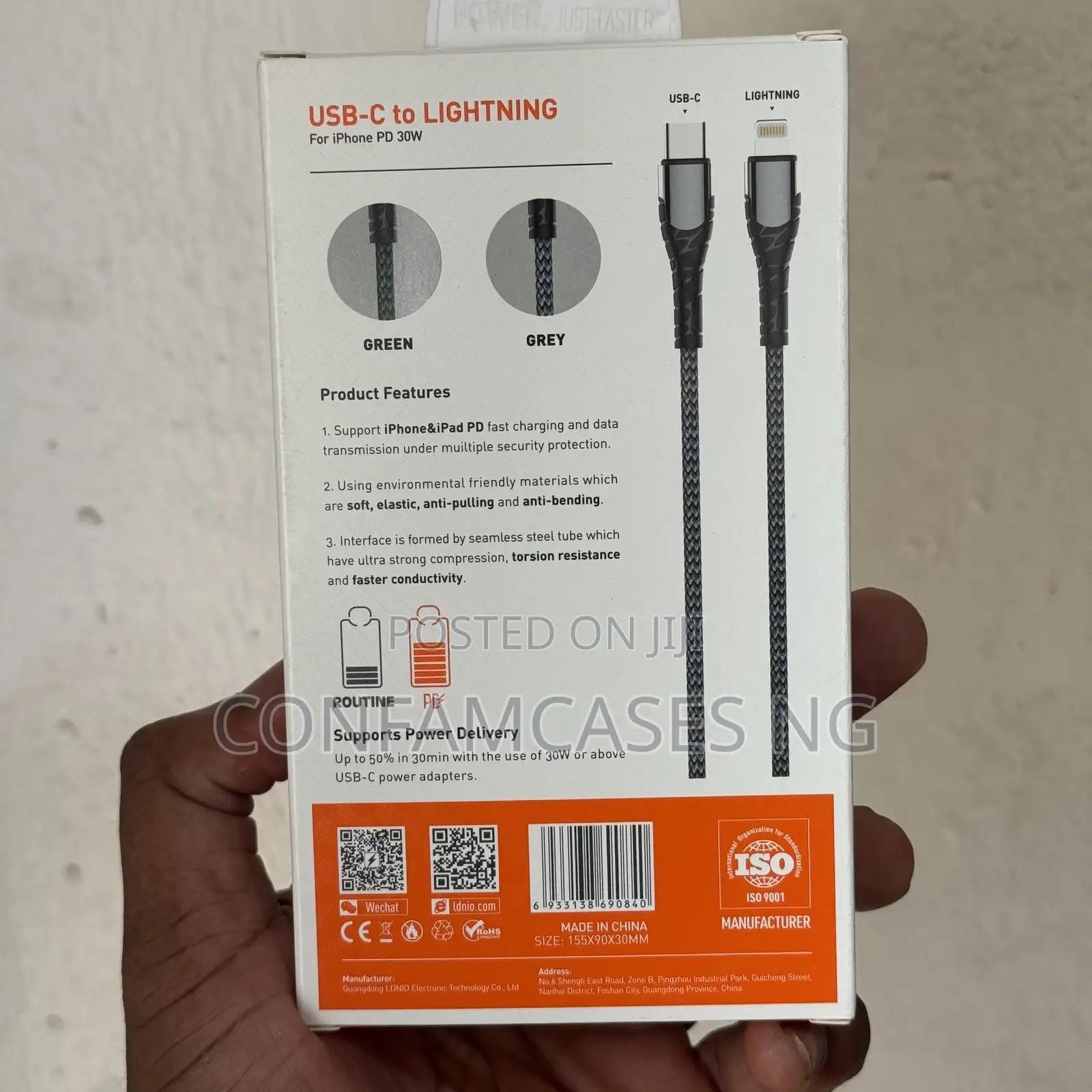 Ldnio Lc112 Type C to iPhone Lightning 30w Braided Fast Cable Cord