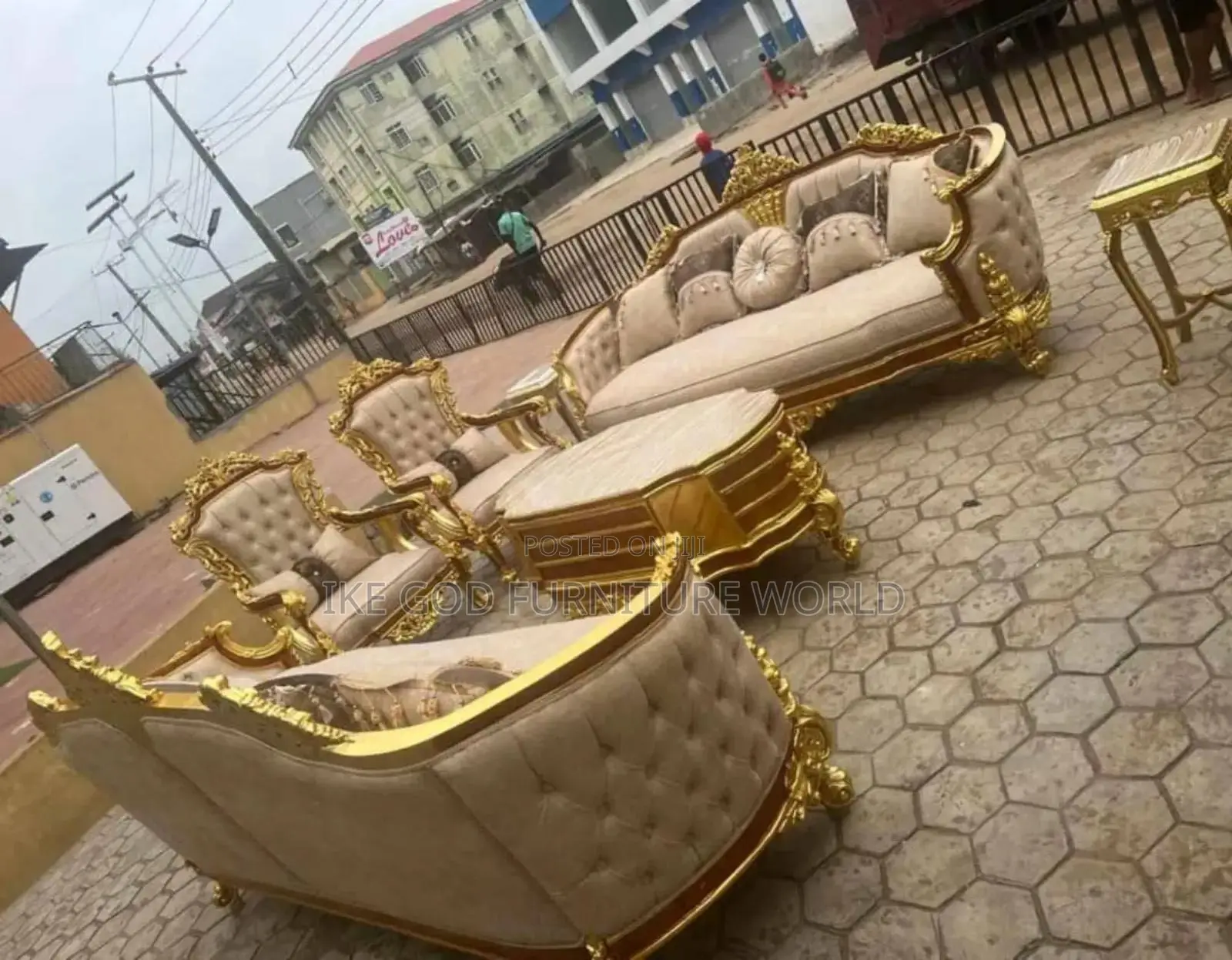 Complete Set of High Classic Turkish Royal Fabric Sofa Chair