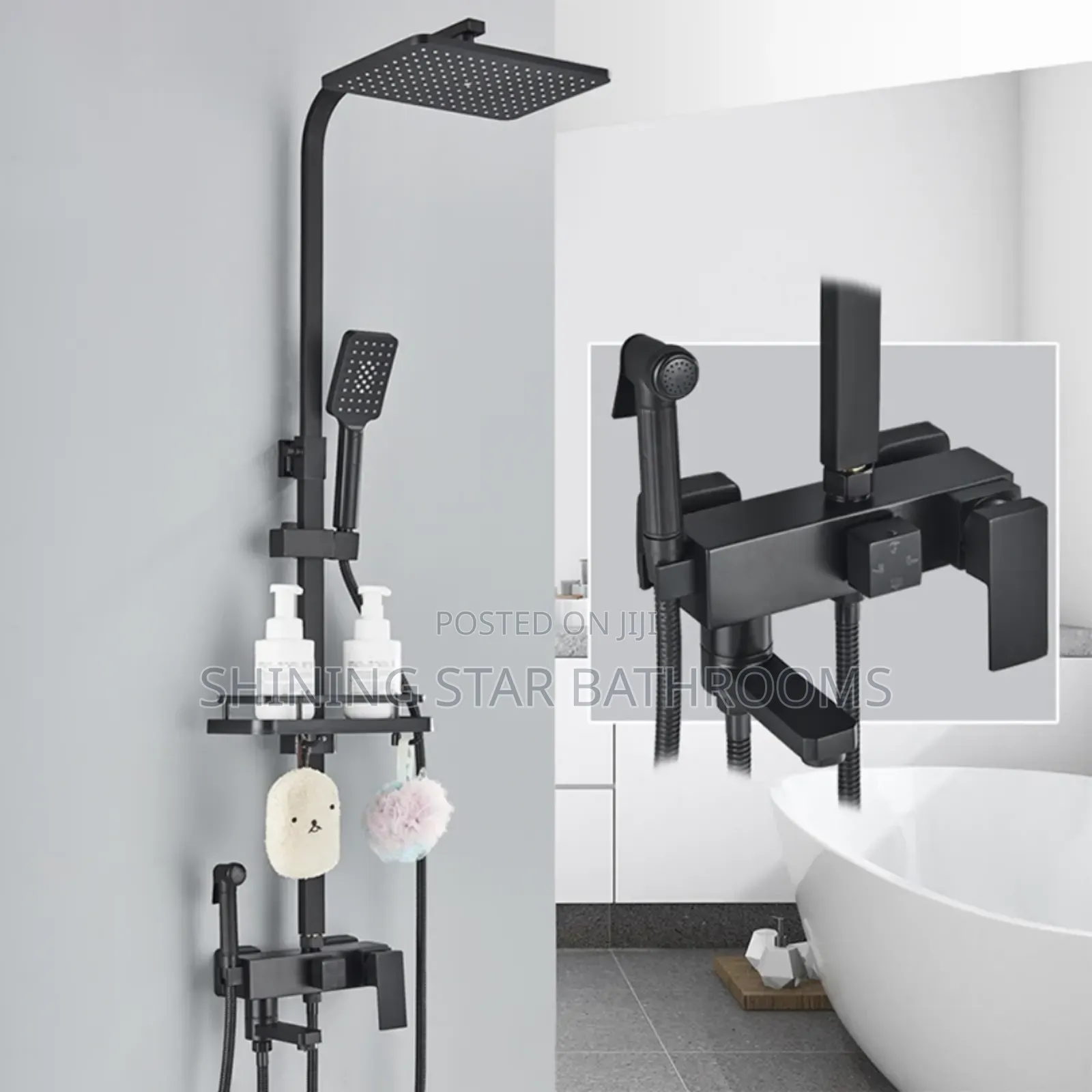 Square Black Shower Set