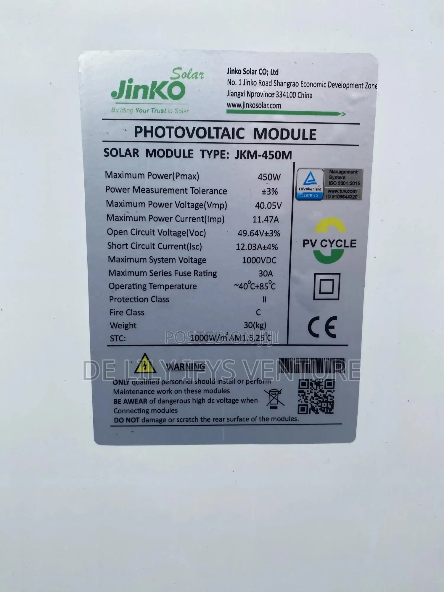 450w Jinko Half Cute Solar Panel Foreign Used