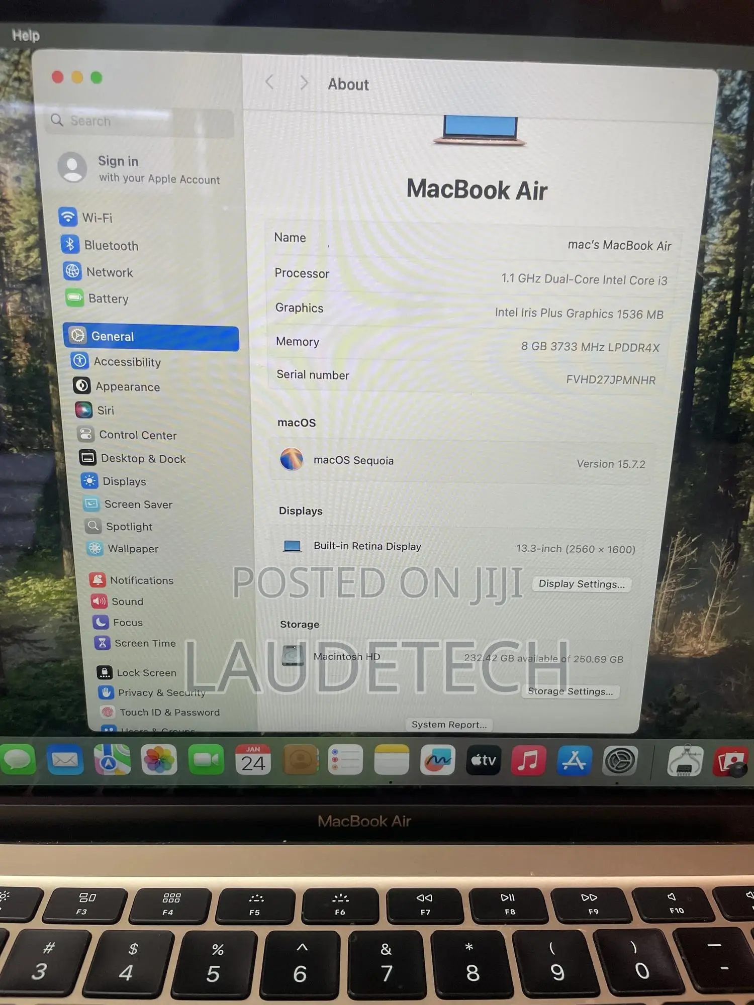 Laptop Apple MacBook Air 2020 8GB Intel Core i3 SSD 256GB