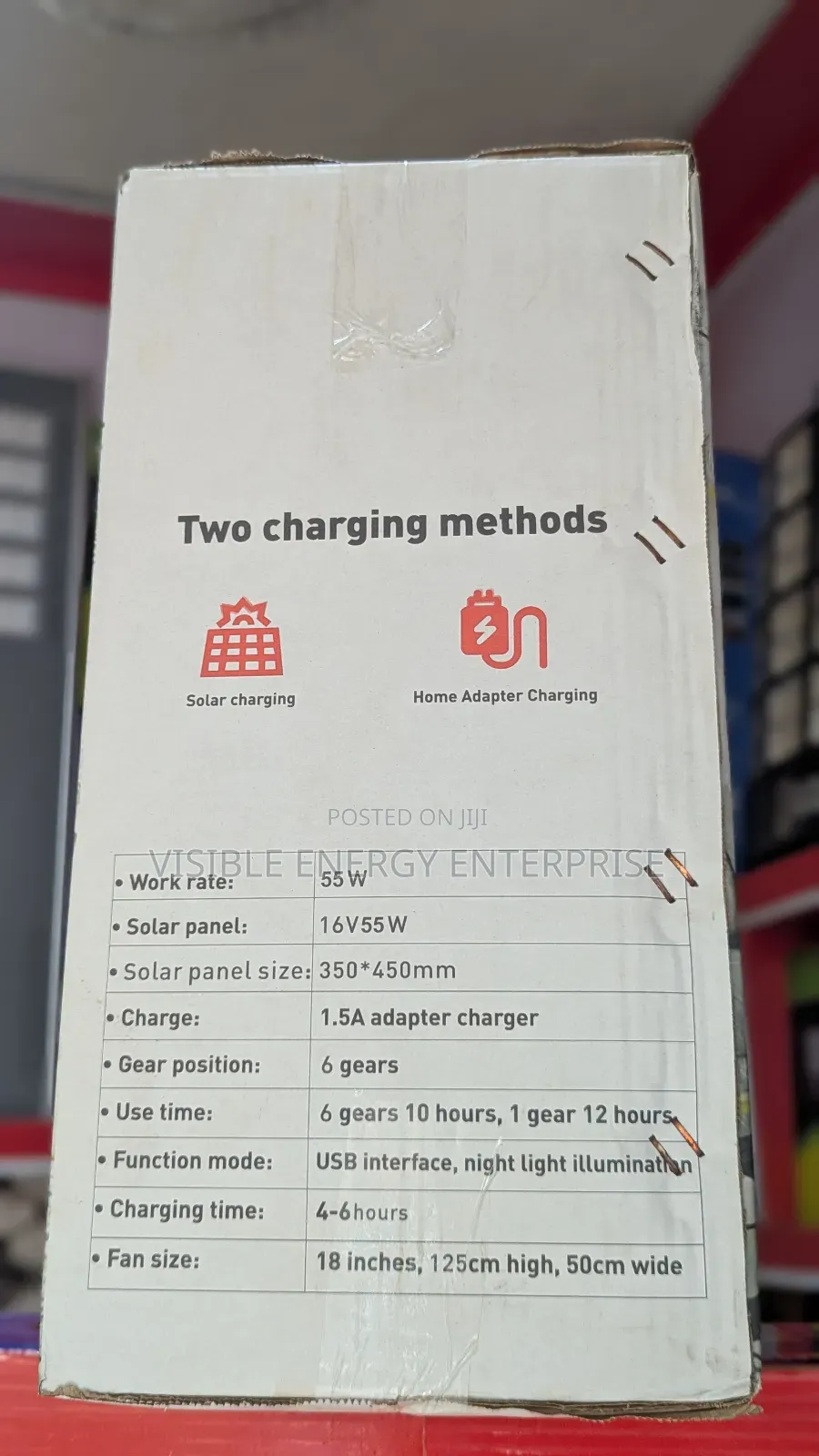 Aston 18" Solar Rechargeable Stand Fan