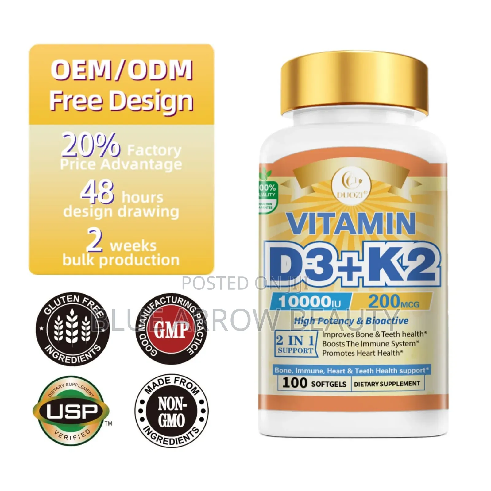 Douzi Vitamin D3 + (10,000 Iu X 100 Softgels)