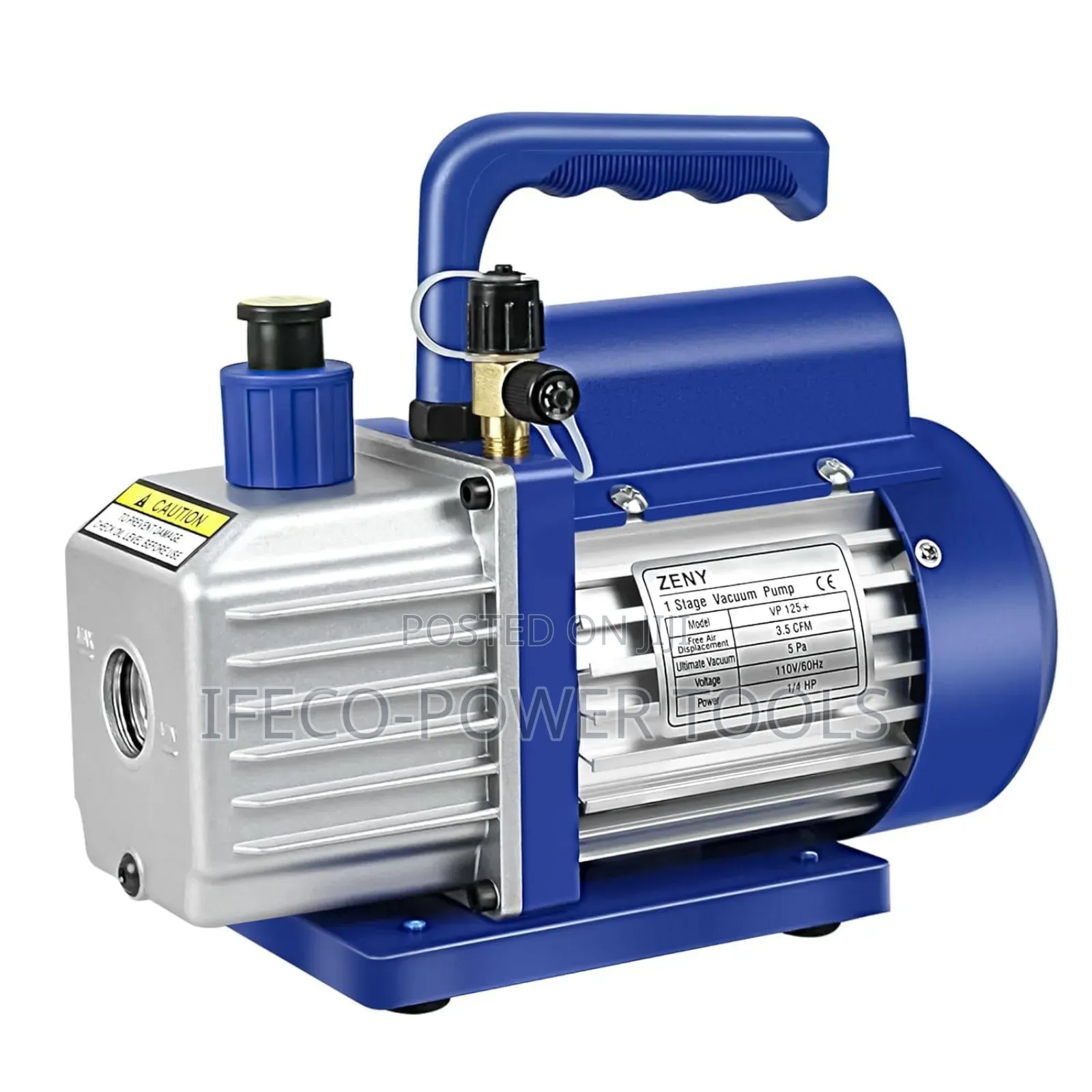 Single-Stage Rotary Vane Vacuum Pump, Likely the Zeny 3.5cfm Model.