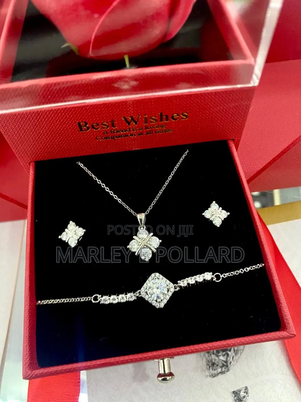 VVS Moissanite Valentine Earring Necklace Set of 3