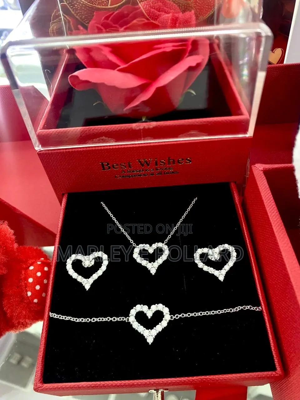 VVS Moissanite Valentine Earring Necklace Set of 3