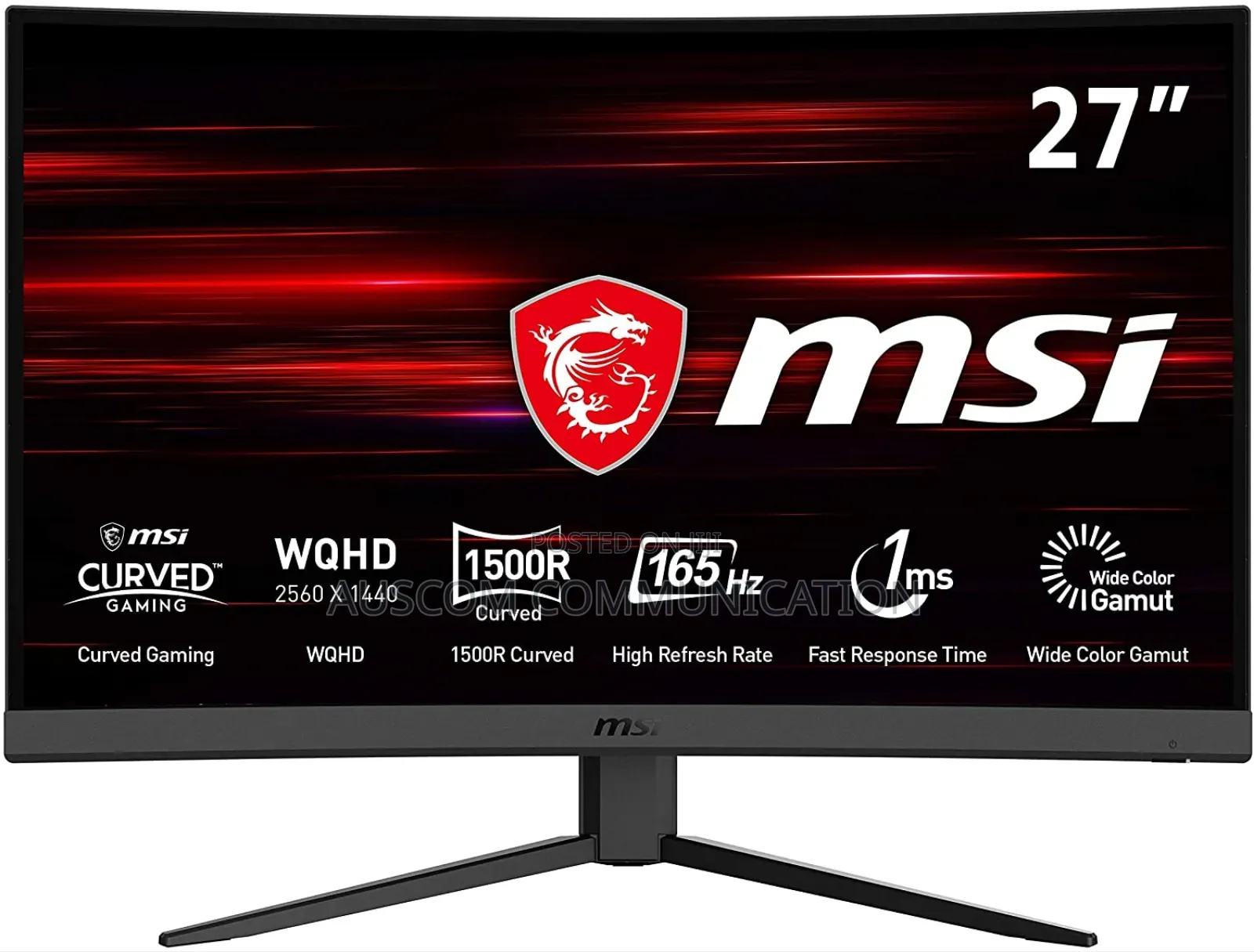 Msi 27 Inches 2560*1440 Qhd Gaming Monitor 165hz Rate 16:9 Ratio