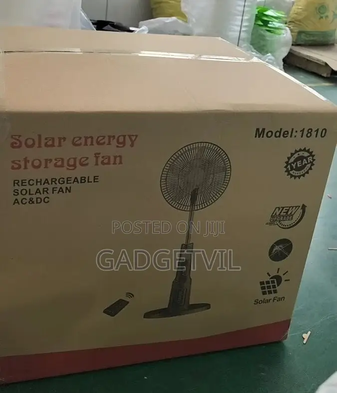 Ac/Dc Solar Powered Rechargeable 18-Inch Remote Control, Led Light Fan