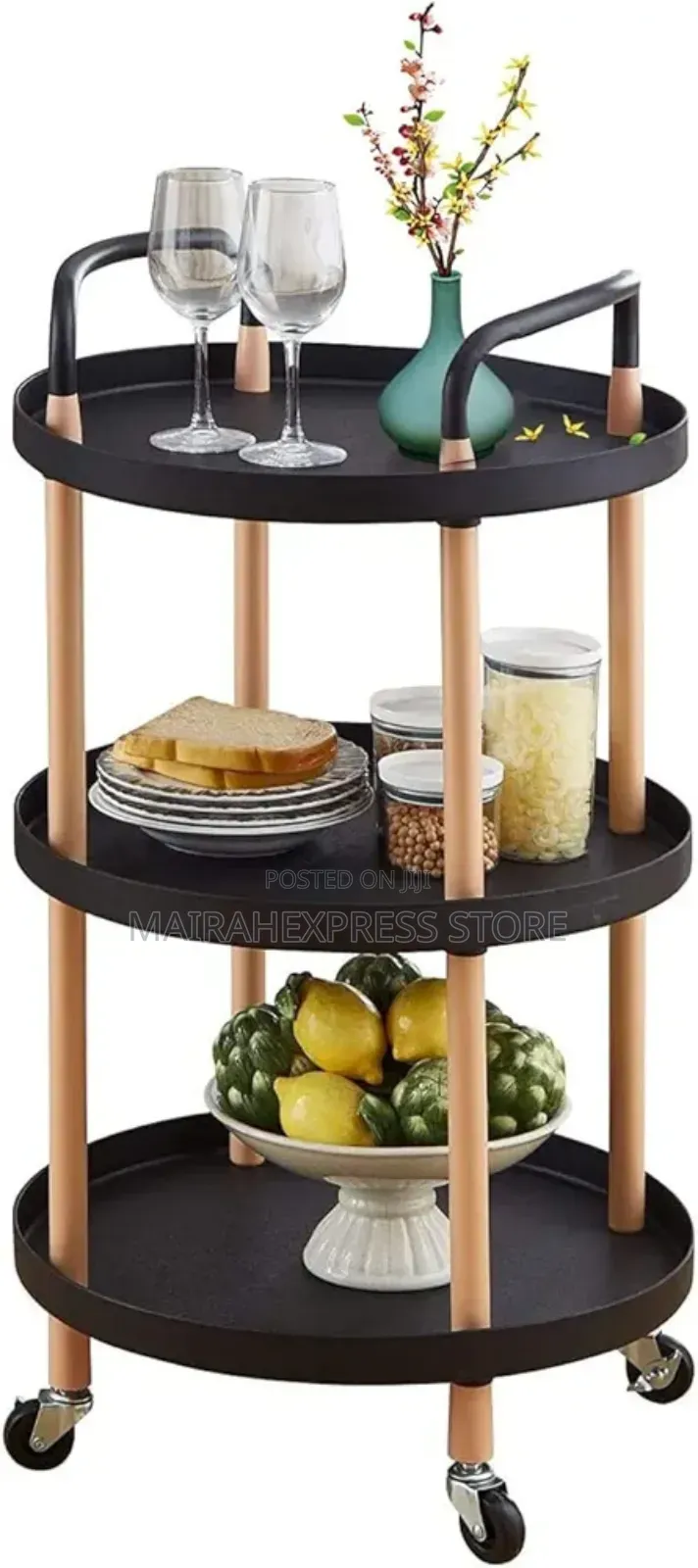 3 Tier Trolley Rolling Cart With Lockable Wheels 2st7