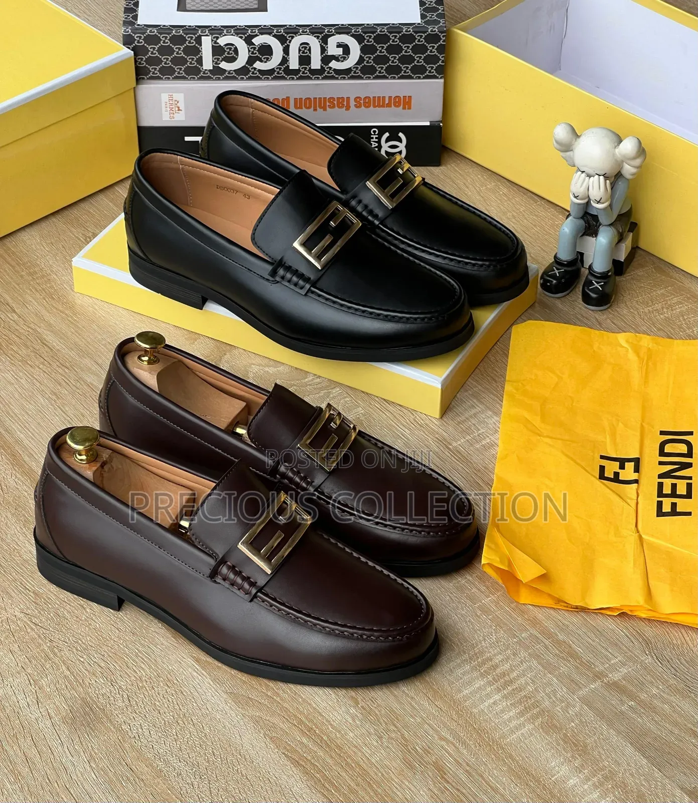 Men's Single Sole Coperate Fendi Leather Shoe