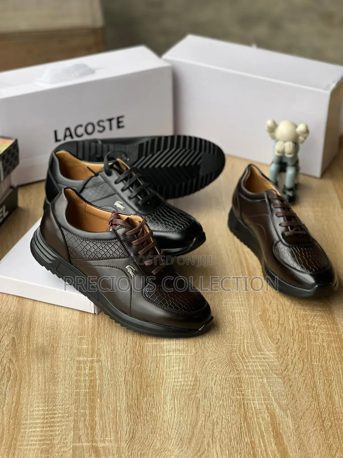 Lacoste One Toned Stylish Lace Up Leather Shoe