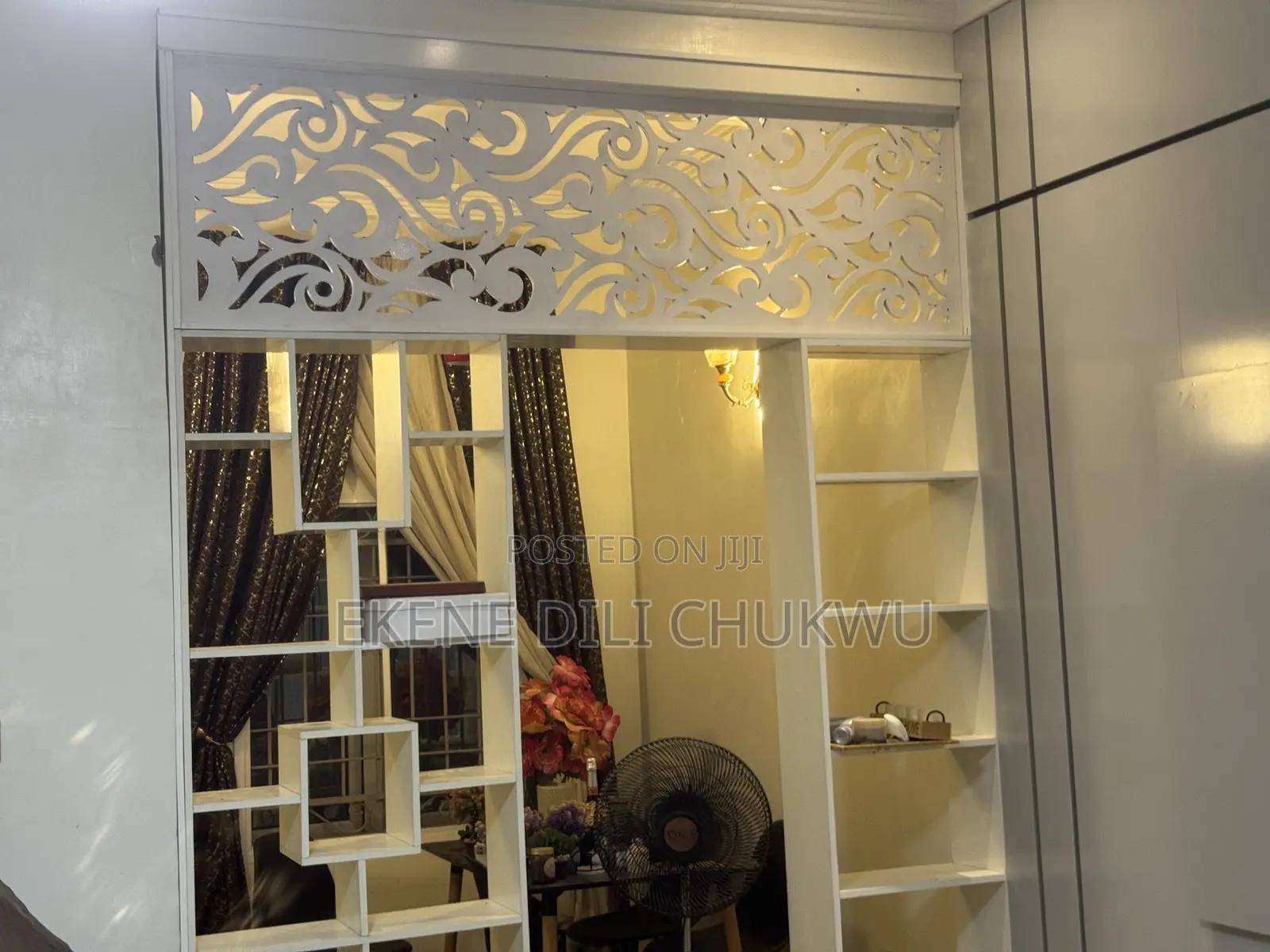 Modern Led Tv Wall Panel With Display Shelves and Storage Console