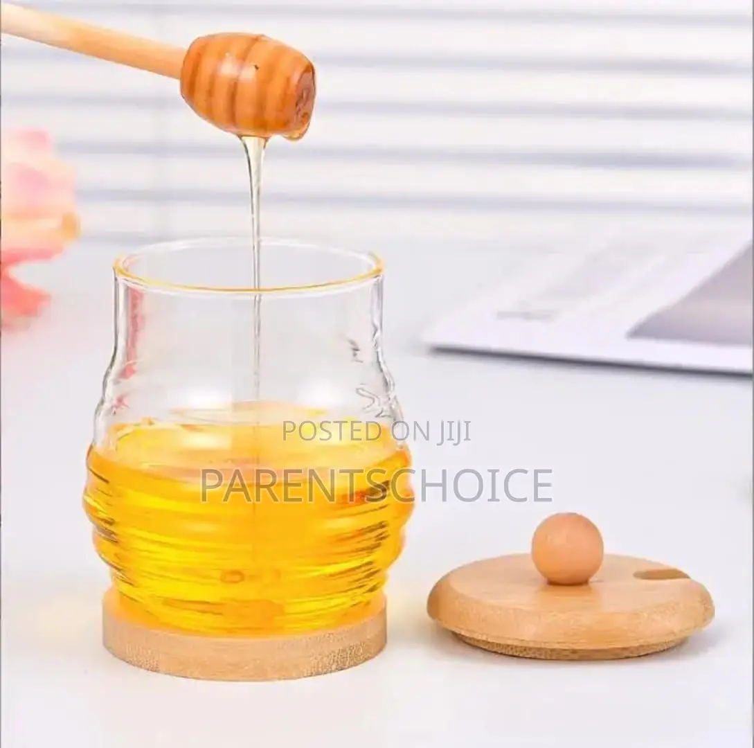 Glass Honey Storage Jar With Wooden Lid
