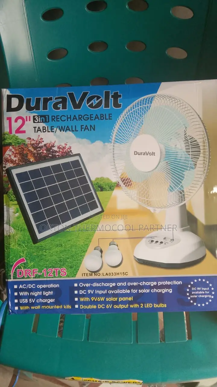 Duravolt Table Rechargeable Solar Fan