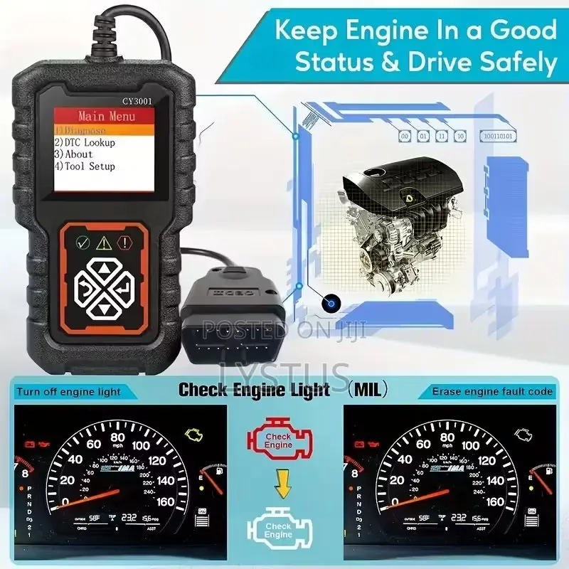 Obd2 Cy3001 Code Reader, Car Engine Diagnostic Scan Tool
