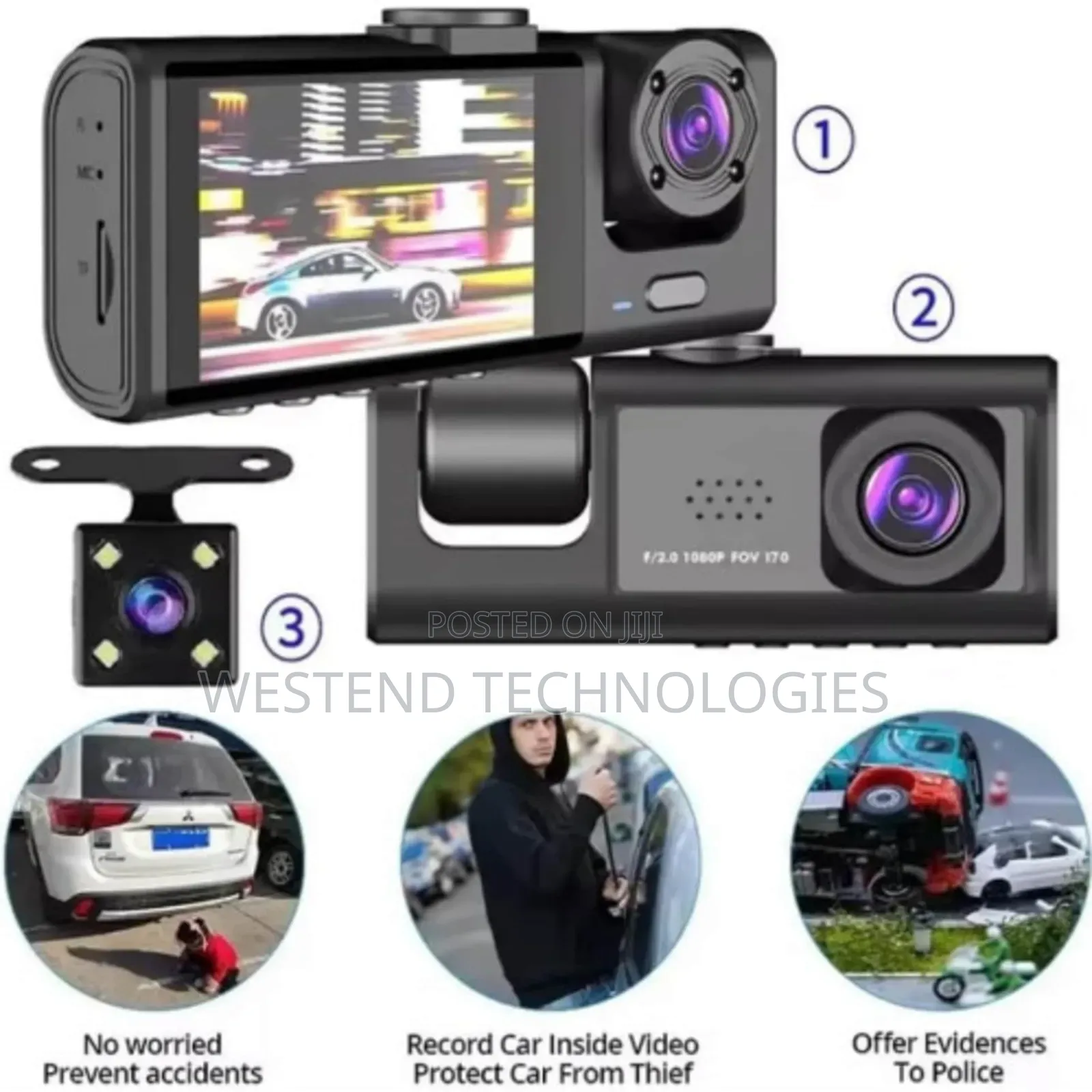 3 Camera Wifi Vehicle Black Box Traffic Car Video Recorder Wifi Enable