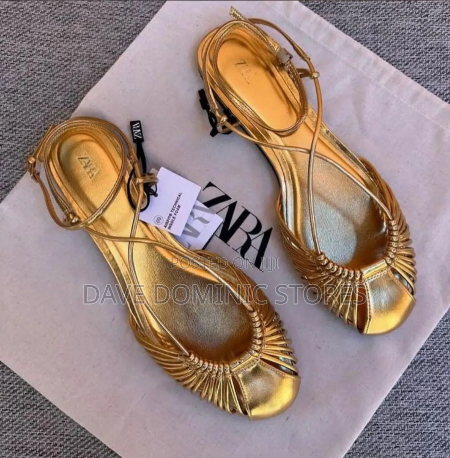 Zara Cover-tie Flat Sandals, Gold Only